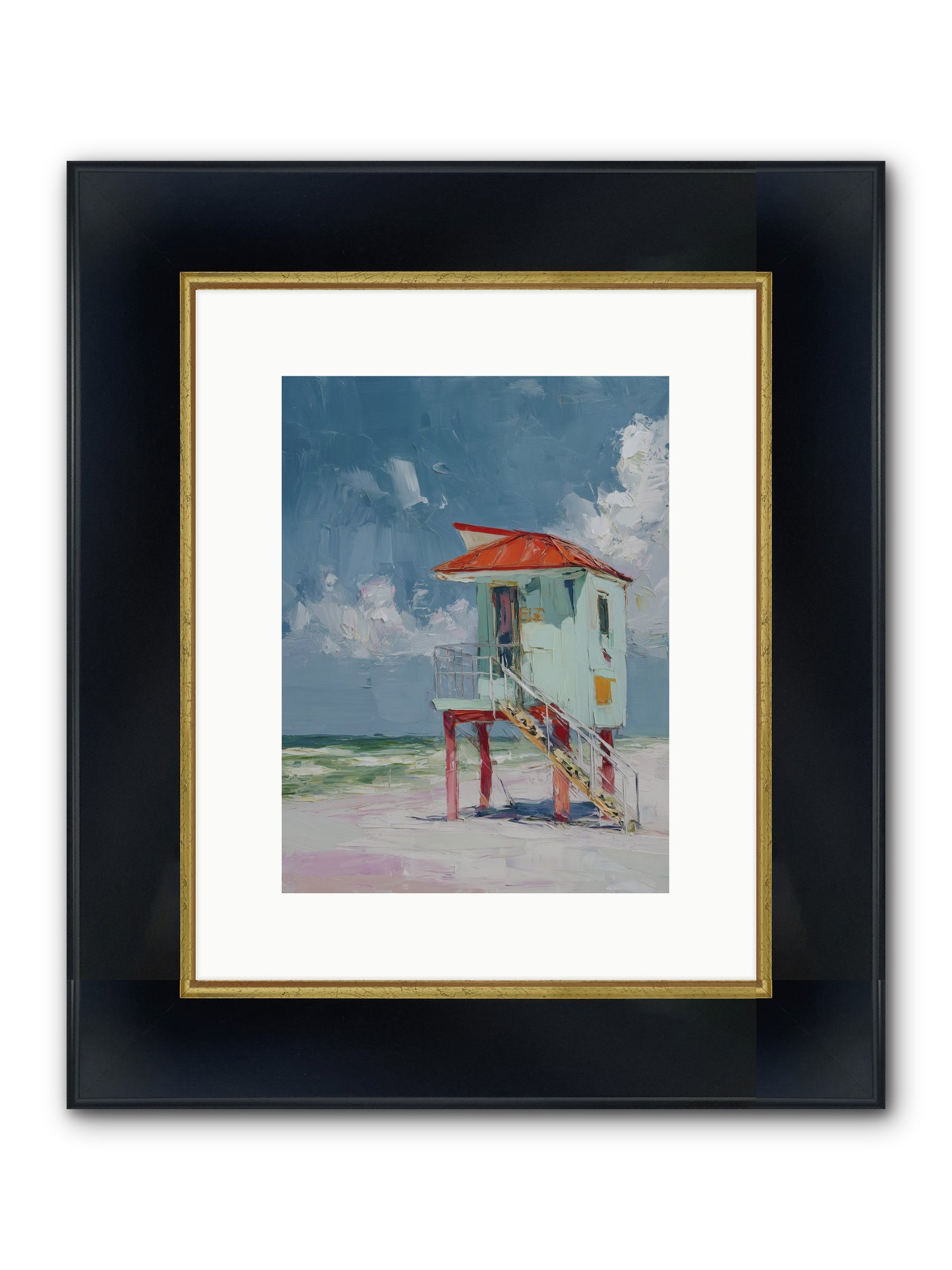 Where Tides Come Play Framed Print - Wide Black w/Gold 9x12