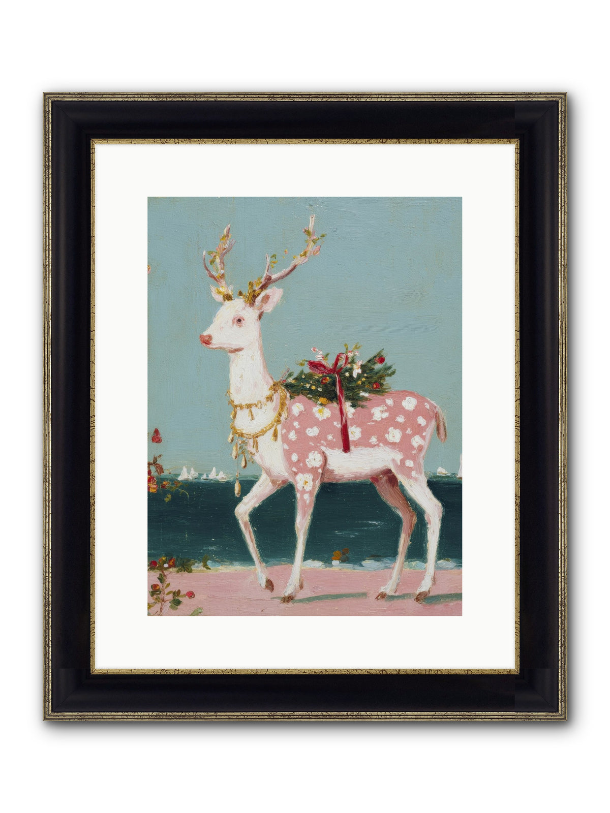 Where Tides Meet Tinsel Framed Print - Black & Gold 12x16