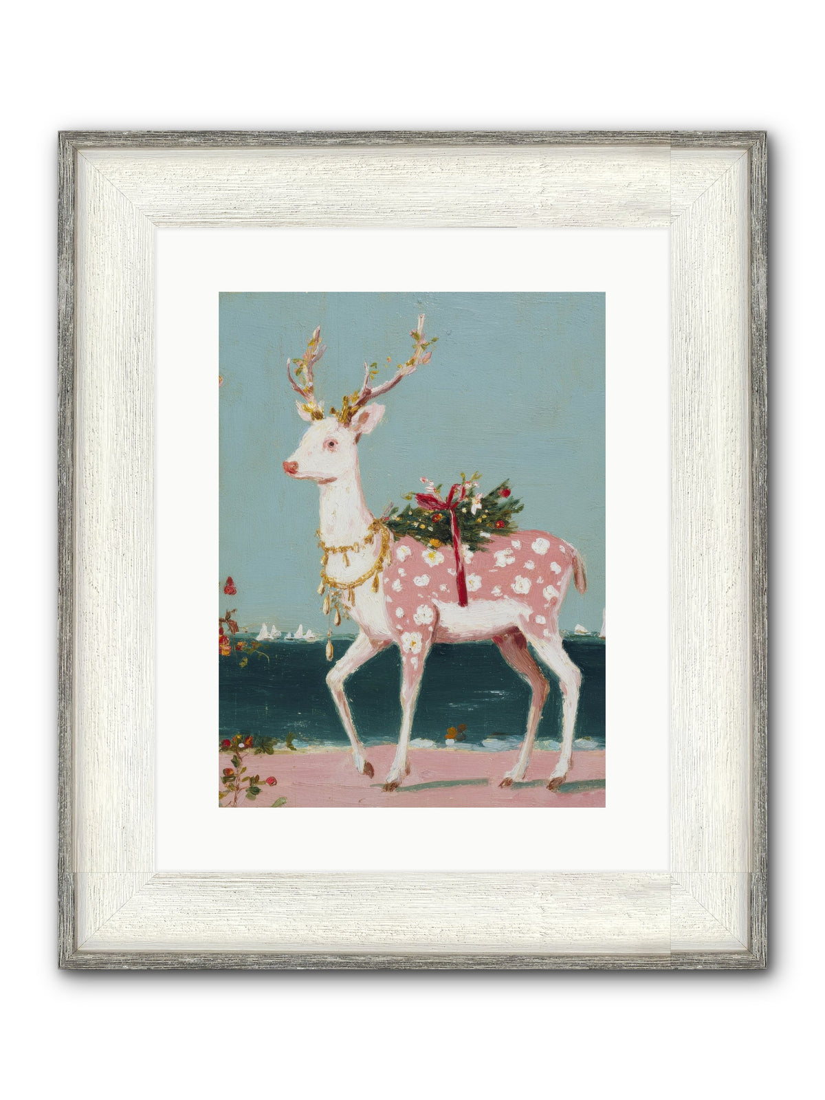 Where Tides Meet Tinsel Framed Print - Driftwood White 12x16