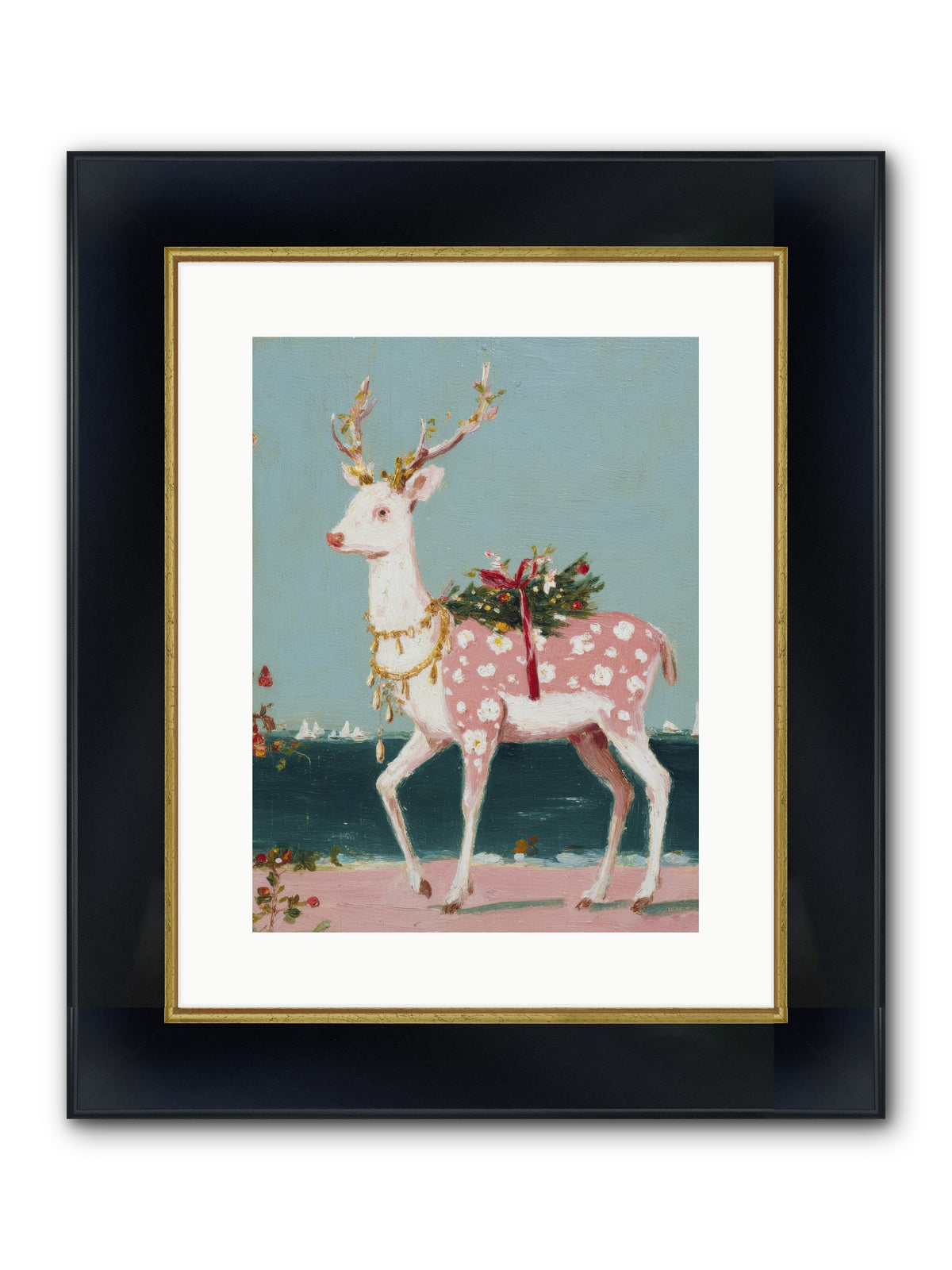 Where Tides Meet Tinsel Framed Print - Wide Black w/Gold 12x16
