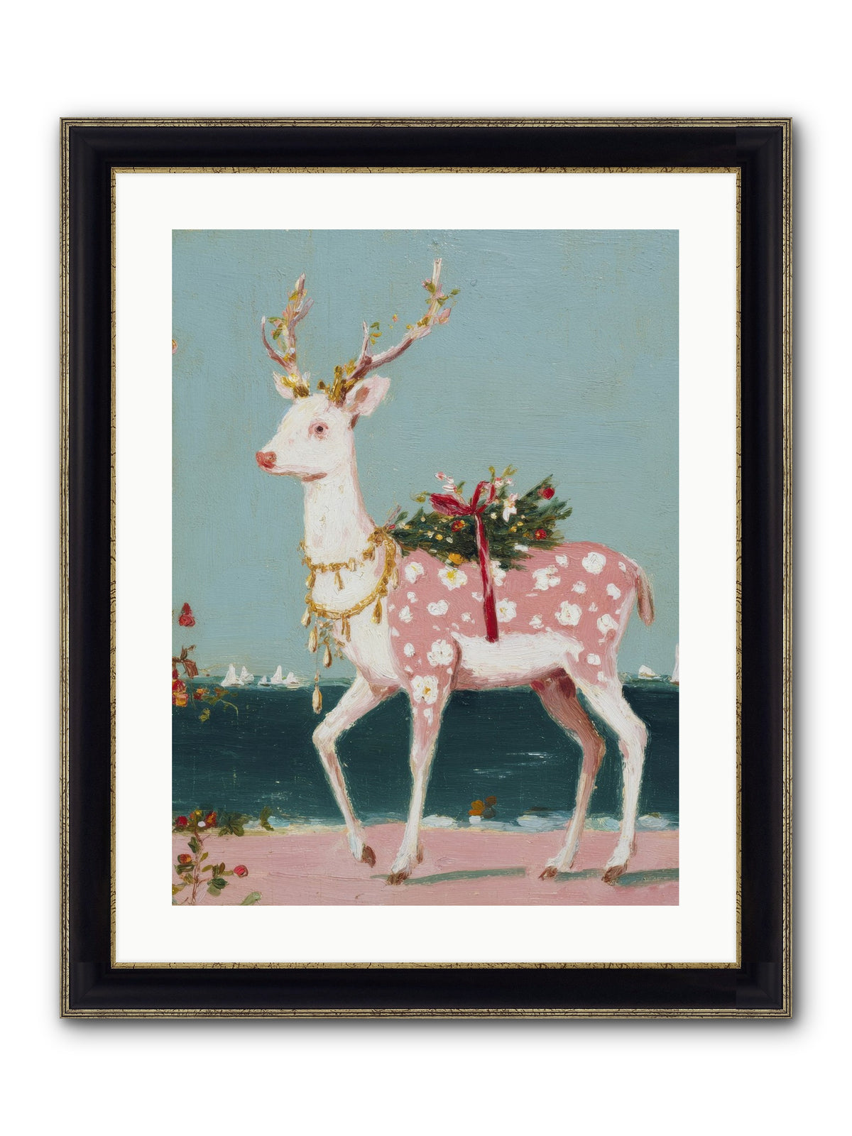 Where Tides Meet Tinsel Framed Print - Black & Gold 18x24