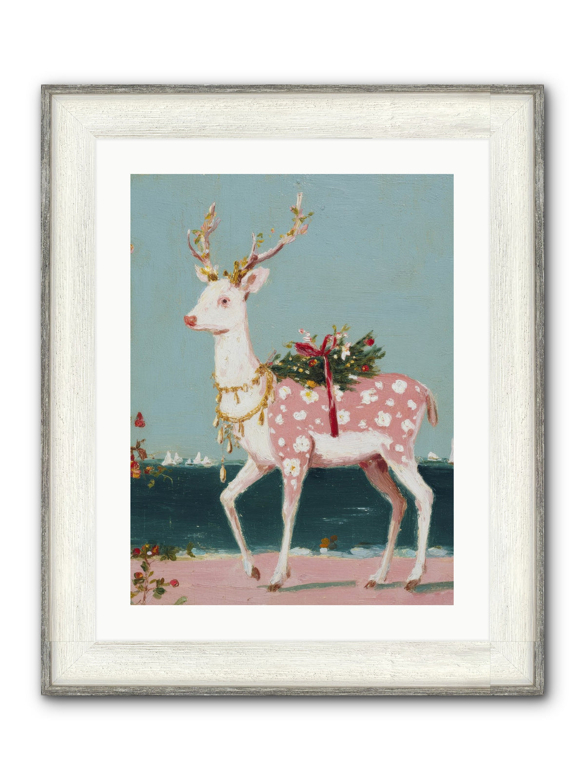 Where Tides Meet Tinsel Framed Print - Driftwood White 18x24