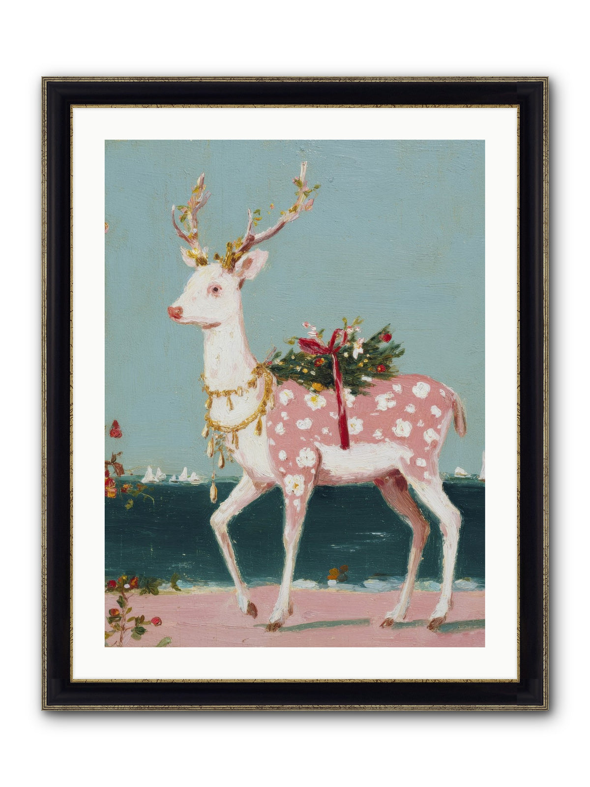 Where Tides Meet Tinsel Framed Print - Black & Gold 24x32