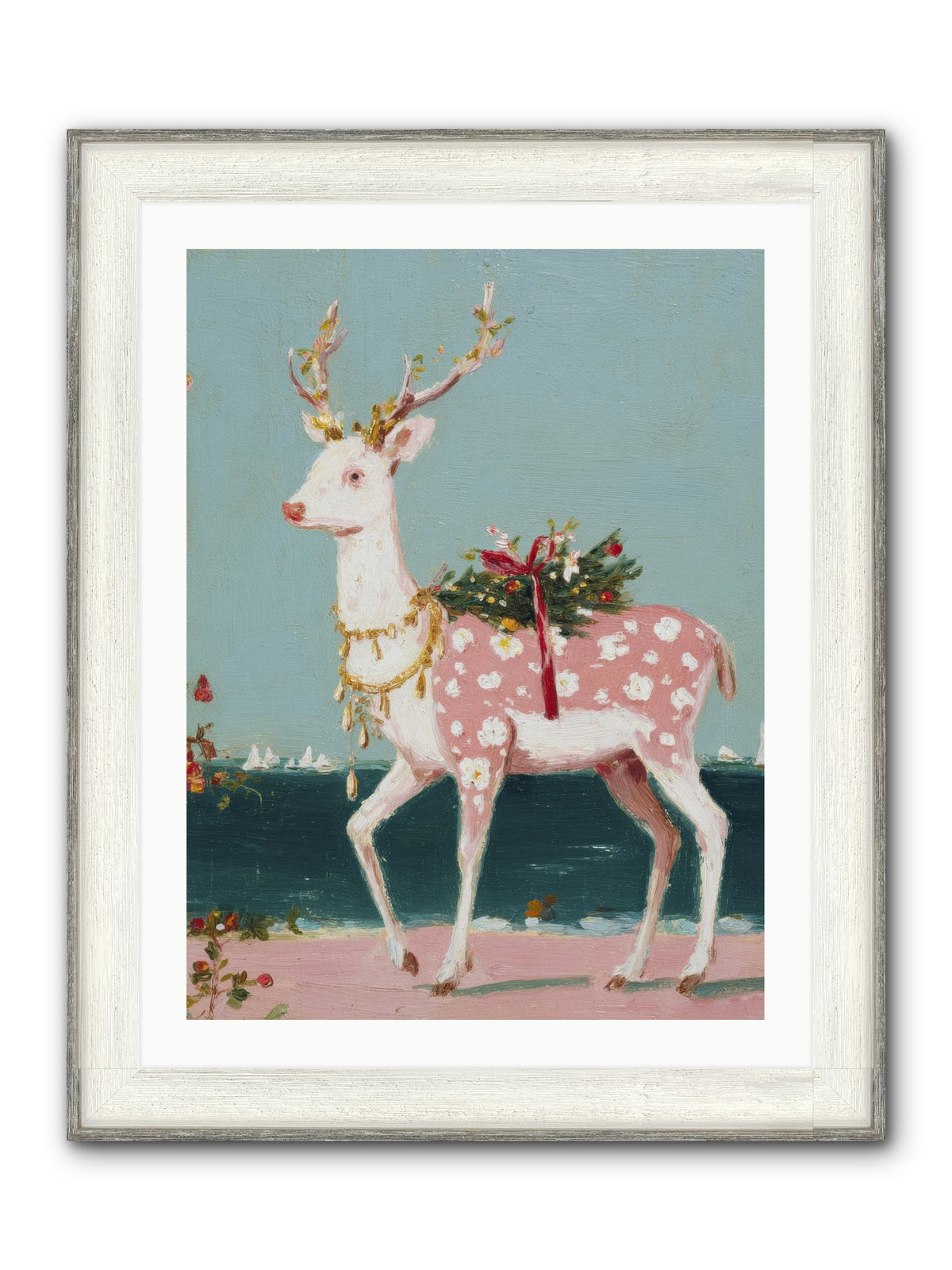 Where Tides Meet Tinsel Framed Print - Driftwood White 24x32