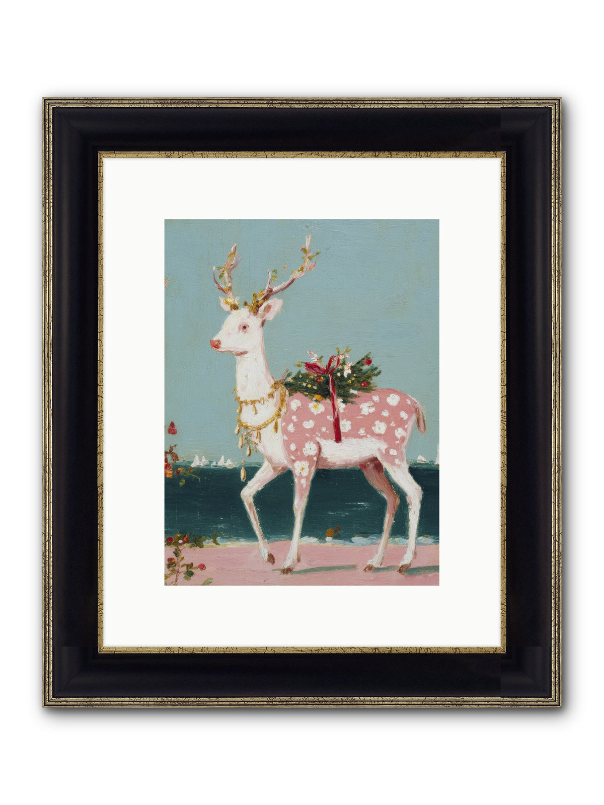 Where Tides Meet Tinsel Framed Print - Black & Gold 9x12