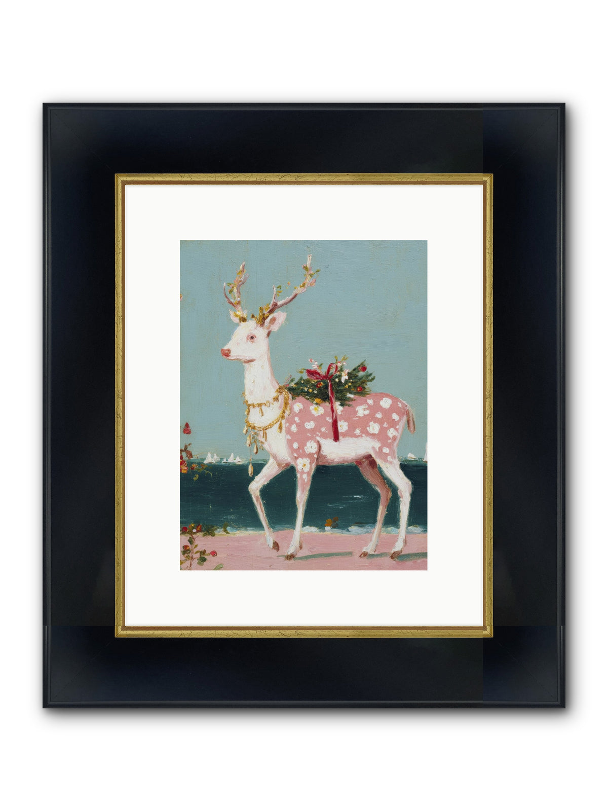 Where Tides Meet Tinsel Framed Print - Wide Black w/Gold 9x12