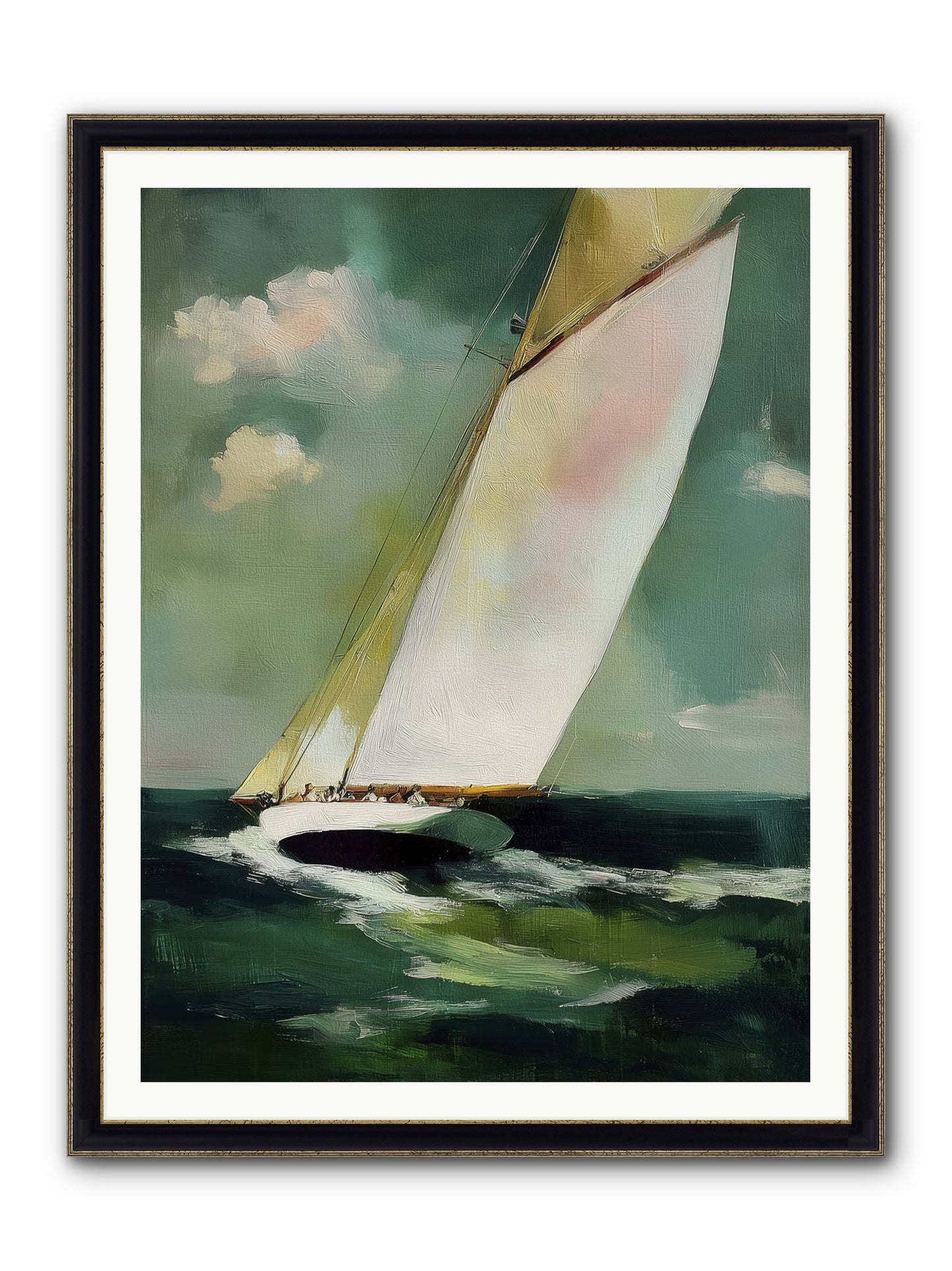 Where Waves Write Poetry Framed Print - Black & Gold 36x48