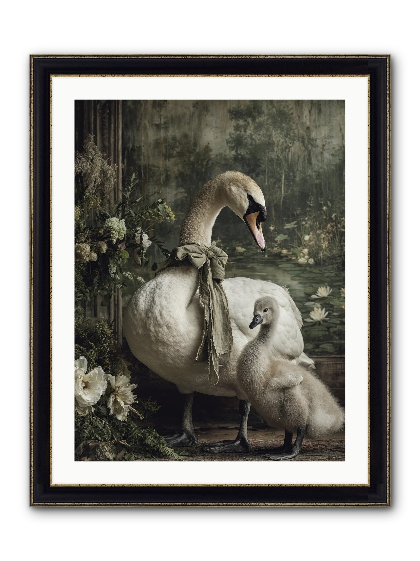 Where Whispers Live Framed Print - Black & Gold 24x32
