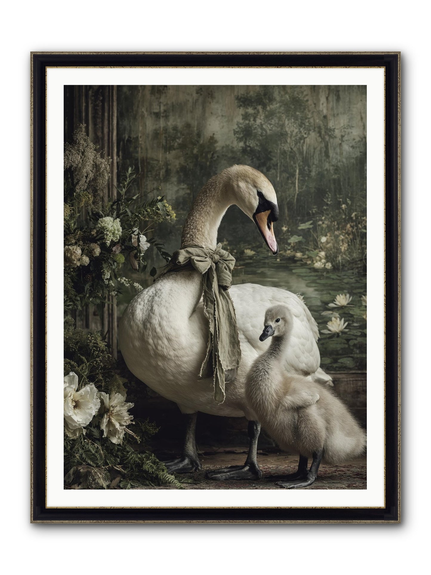 Where Whispers Live Framed Print - Black & Gold 36x48