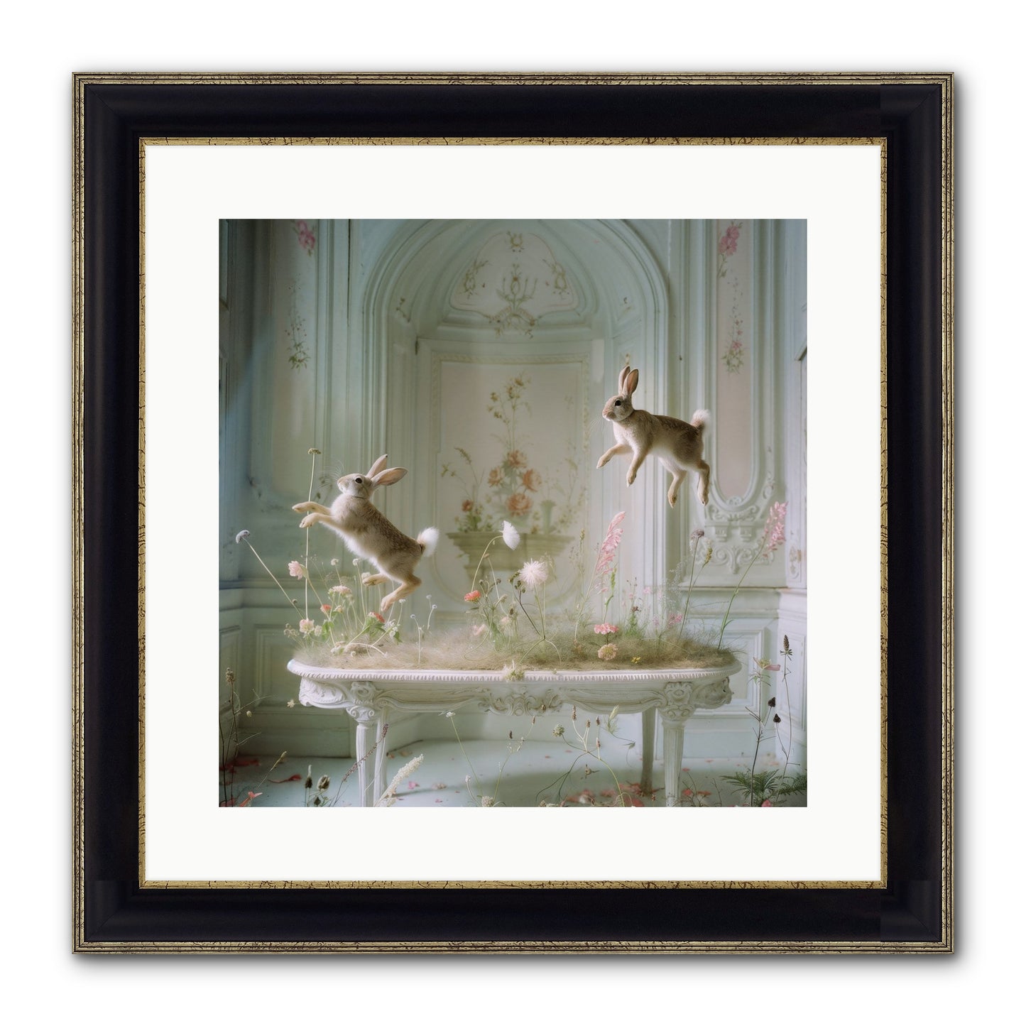 Whimsical Wanderings Framed Print - Black & Gold 16x16