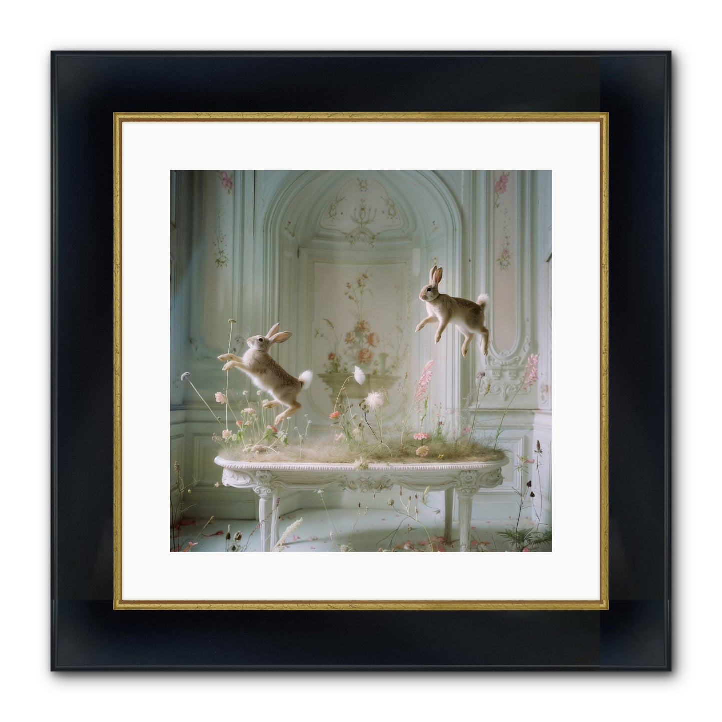 Whimsical Wanderings Framed Print - Wide Black w/Gold 16x16