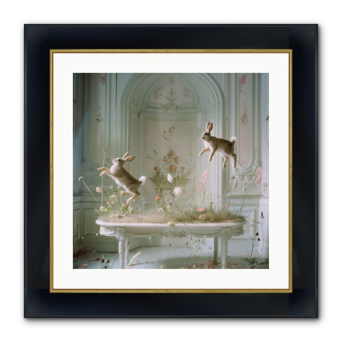 Whimsical Wanderings Framed Print - Wide Black w/Gold 20x20