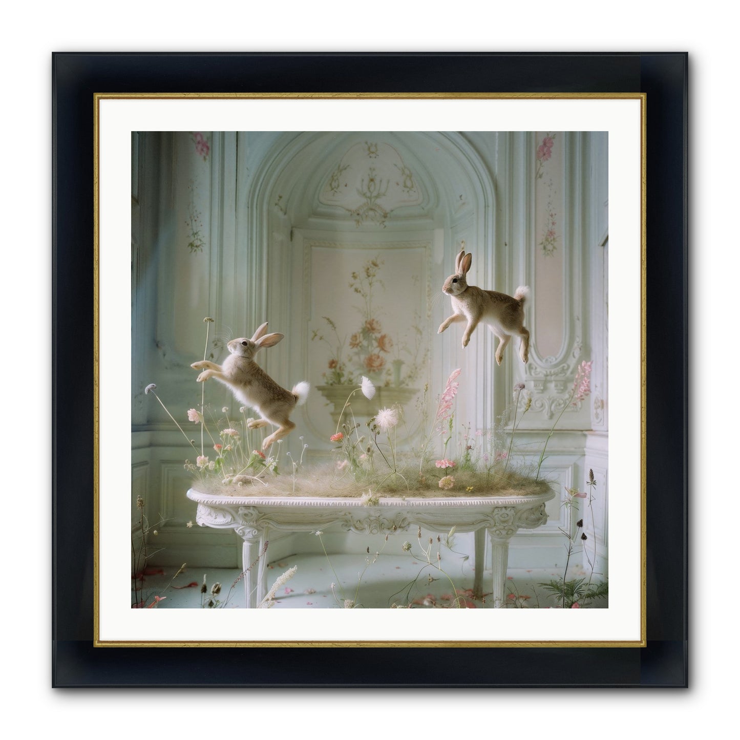 Whimsical Wanderings Framed Print - Wide Black w/Gold 30x30