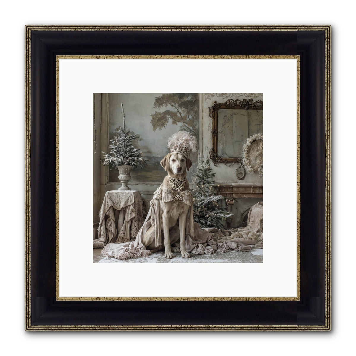 Whimsy In Wonderland Framed Print - Black & Gold 10x10