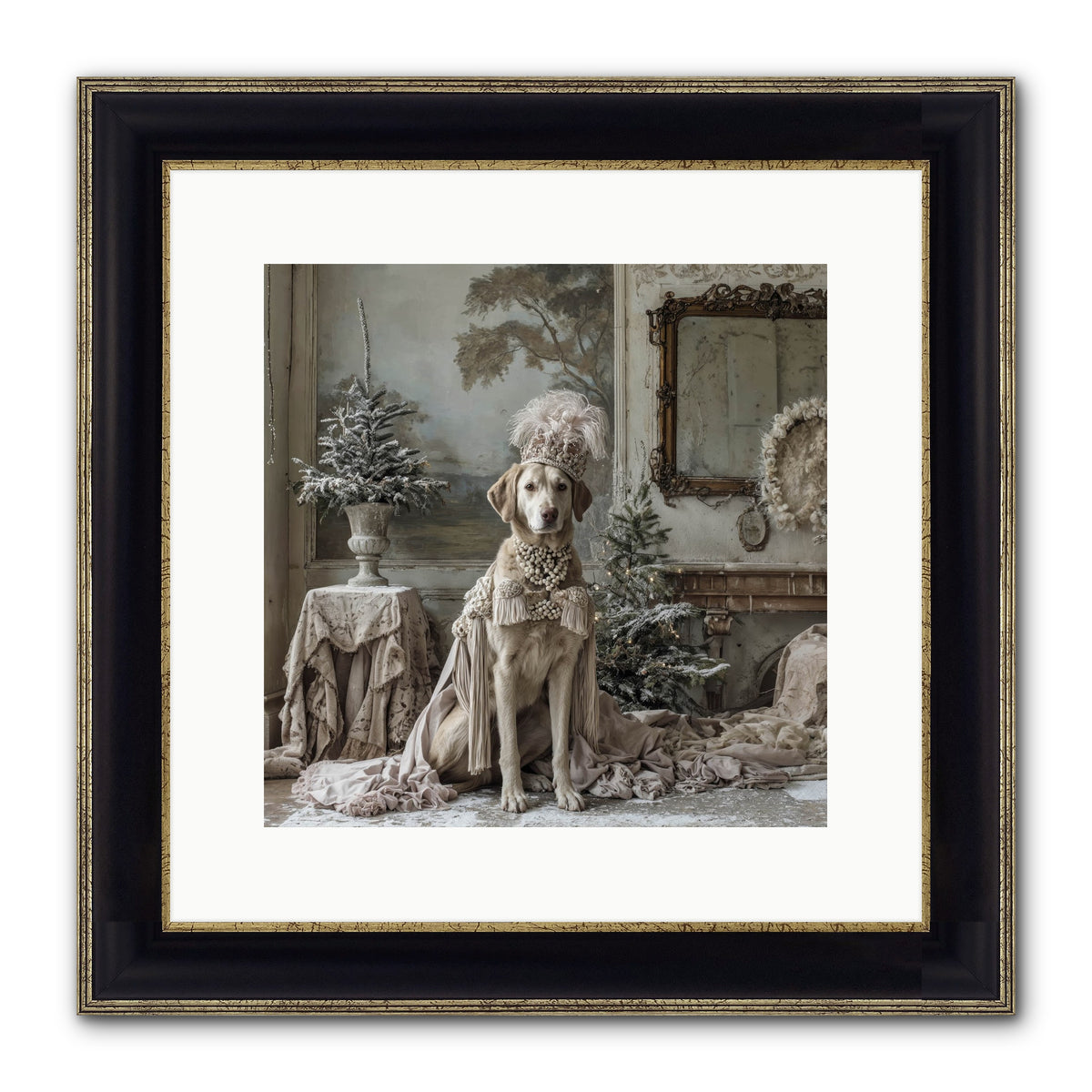 Whimsy In Wonderland Framed Print - Black & Gold 12x12