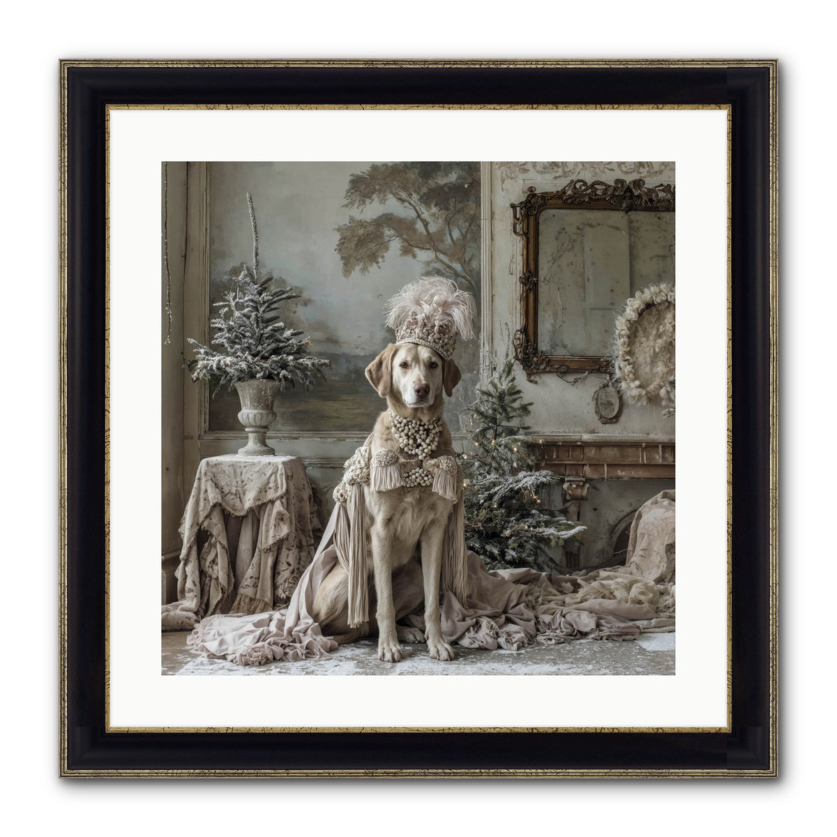 Whimsy In Wonderland Framed Print - Black & Gold 20x20
