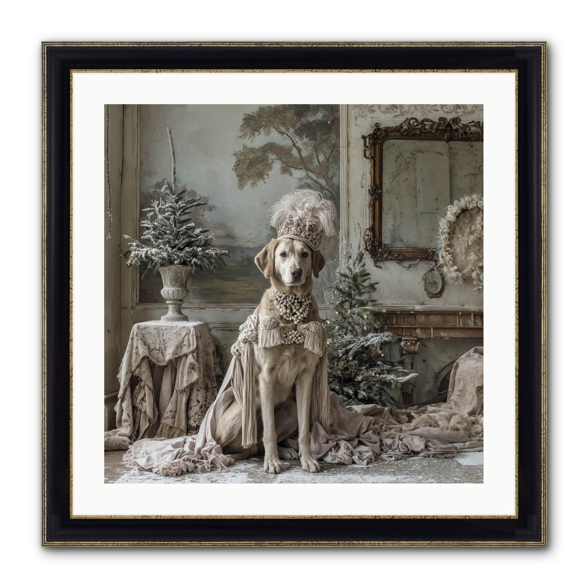 Whimsy In Wonderland Framed Print - Black & Gold 24x24