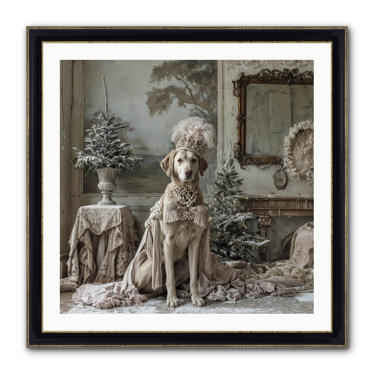 Whimsy In Wonderland Framed Print - Black & Gold 30x30