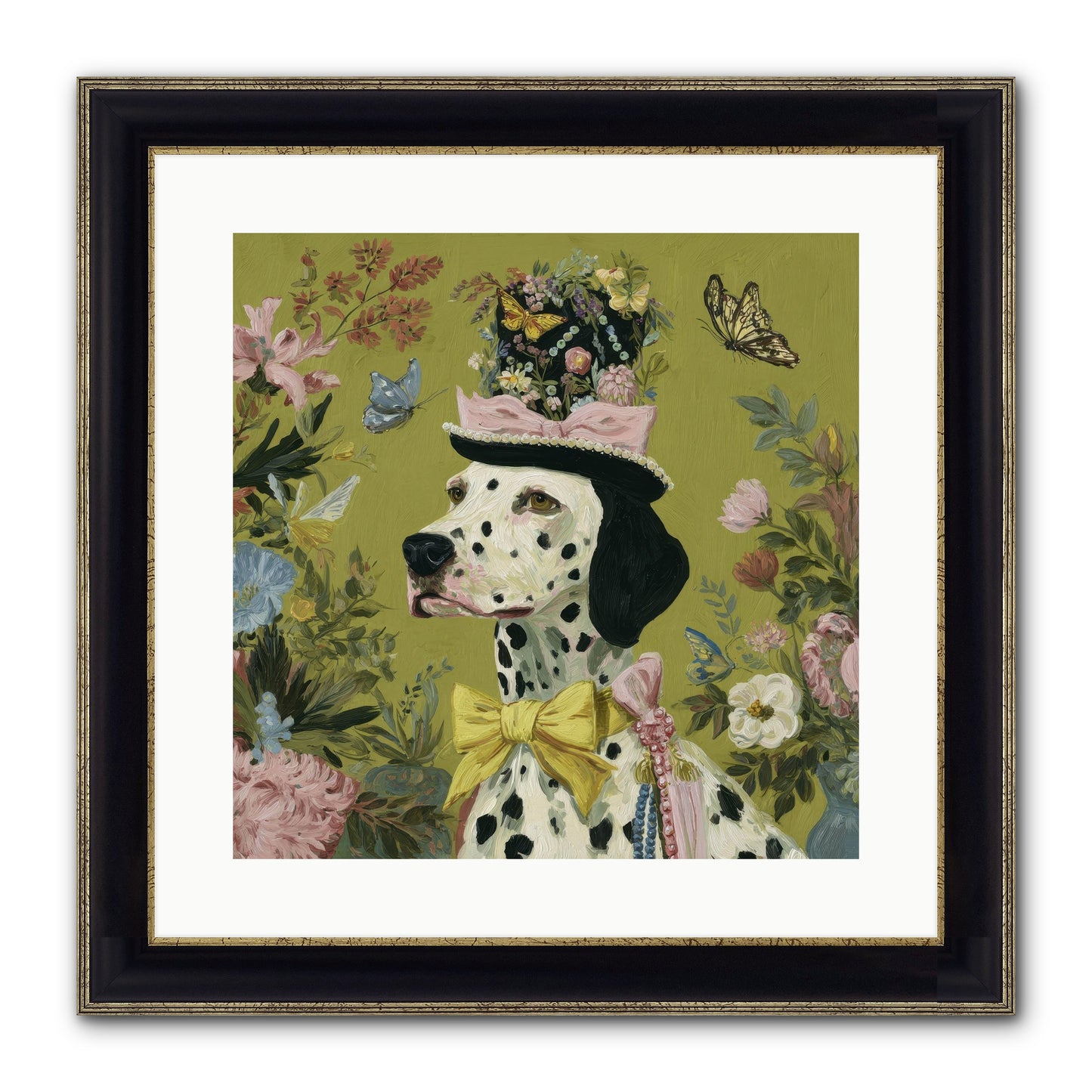 Whimsy’s Call Framed Print - Black & Gold 16x16