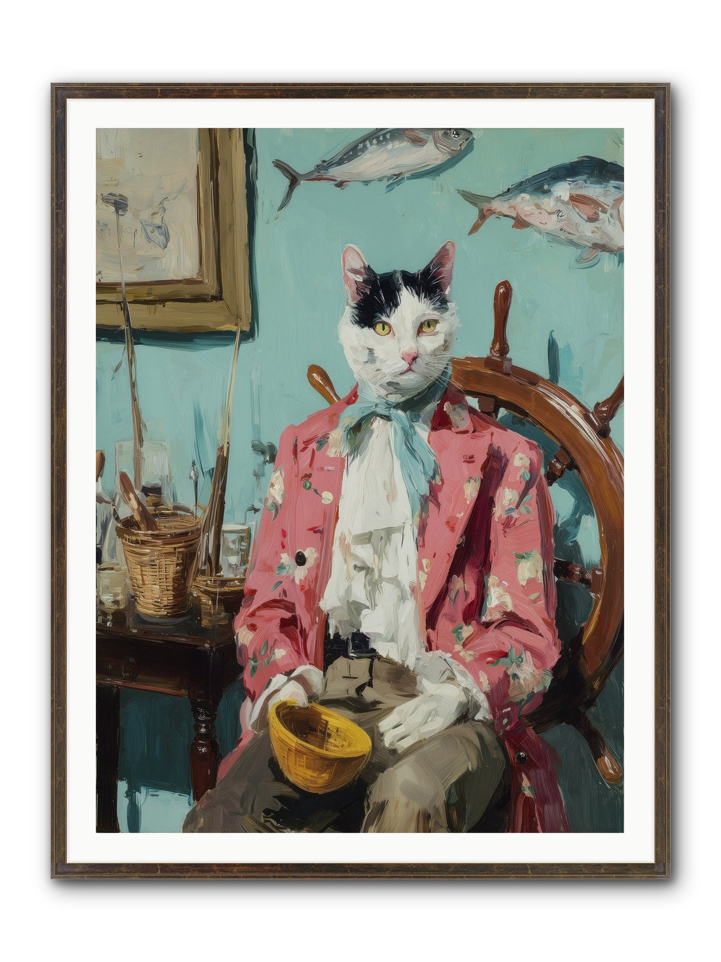 Whisker Fisher Framed Print - Slimwoods Black/Gold 36x48