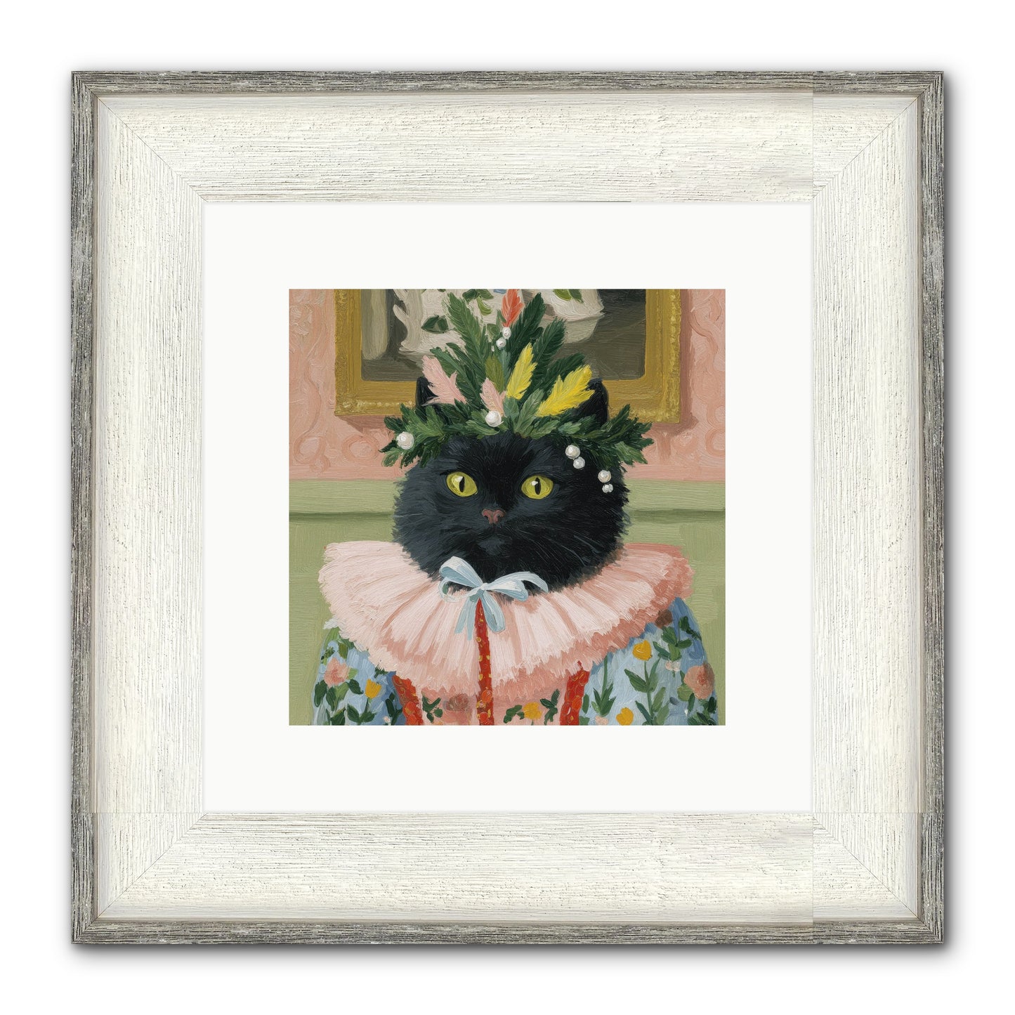 Whiskers & Wonder Waiting Framed Print - Driftwood White 10x10