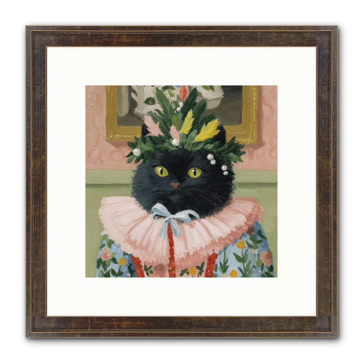 Whiskers & Wonder Waiting Framed Print - Slimwoods Black/Gold 10x10