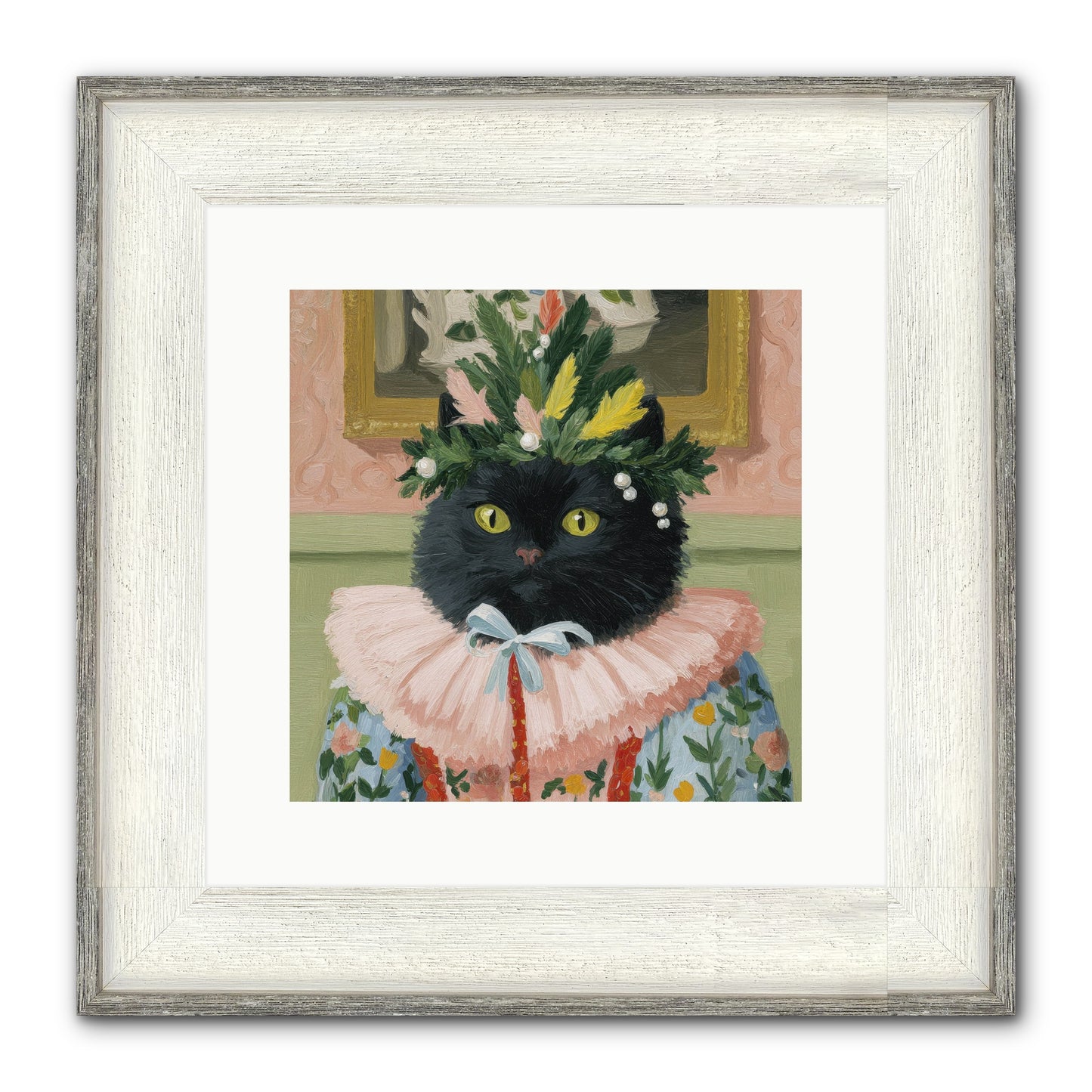 Whiskers & Wonder Waiting Framed Print - Driftwood White 12x12
