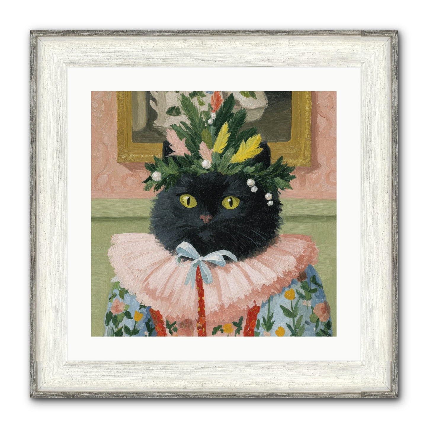 Whiskers & Wonder Waiting Framed Print - Driftwood White 20x20