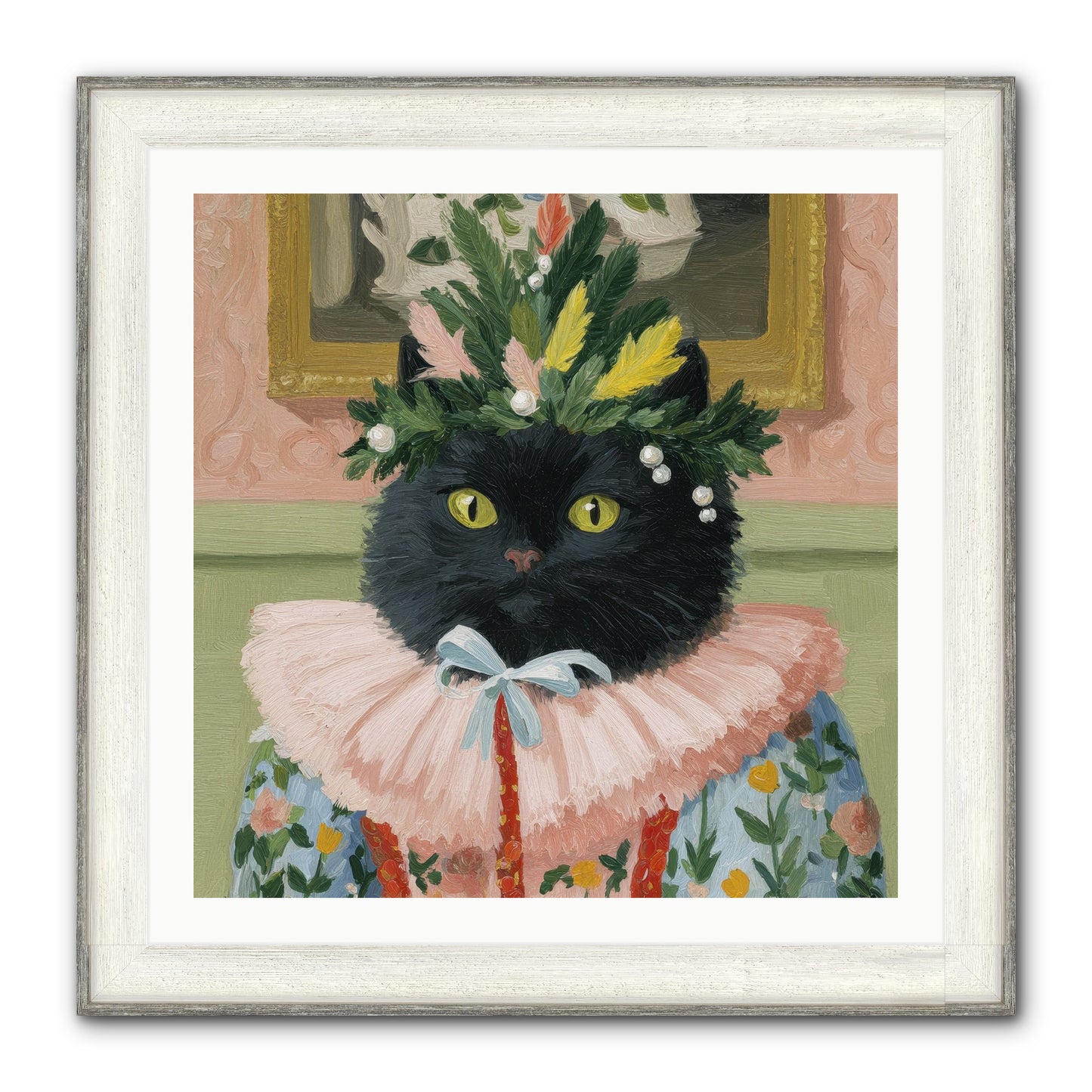 Whiskers & Wonder Waiting Framed Print - Driftwood White 30x30
