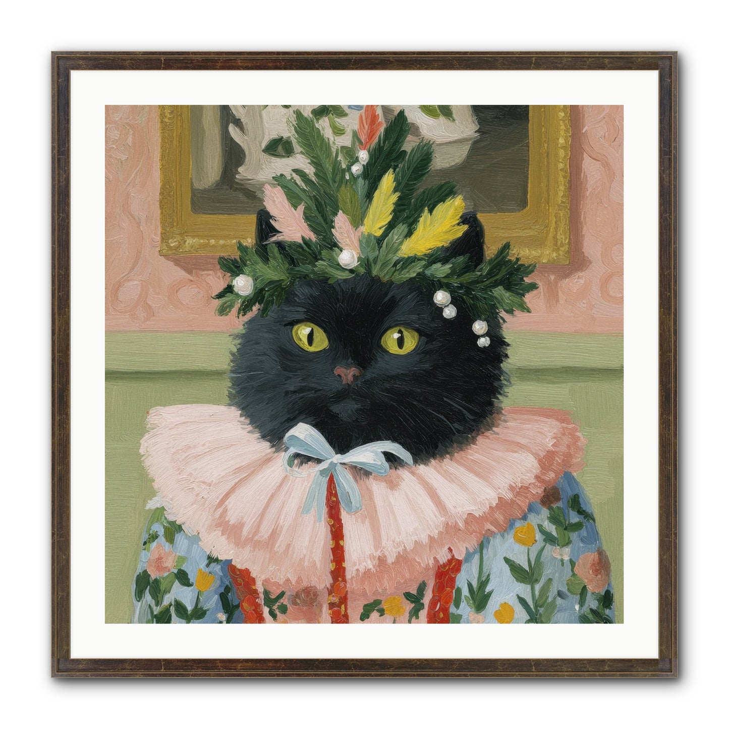 Whiskers & Wonder Waiting Framed Print - Slimwoods Black/Gold 30x30