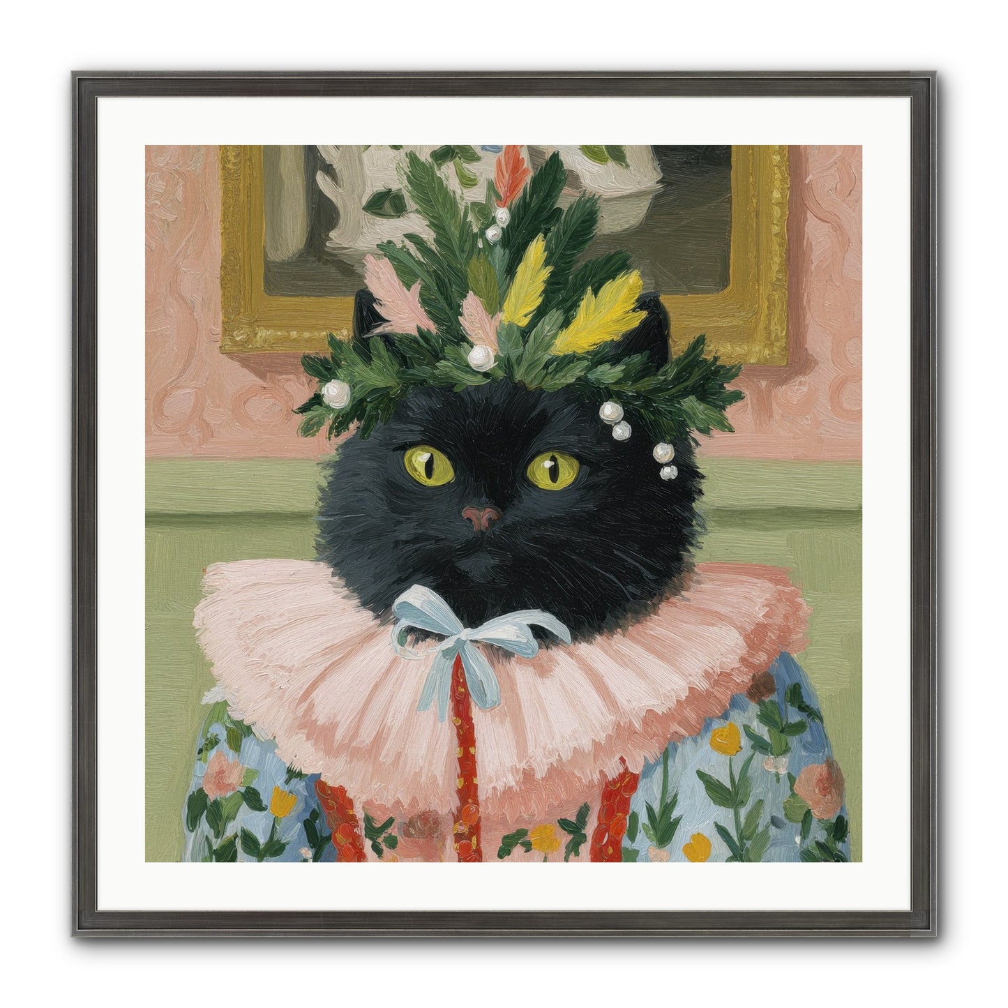 Whiskers & Wonder Waiting Framed Print - Slimwoods Black/Silver 30x30