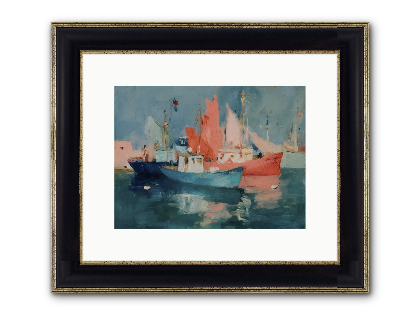Whisper-Colored Waters Framed Print - Black & Gold 12x9
