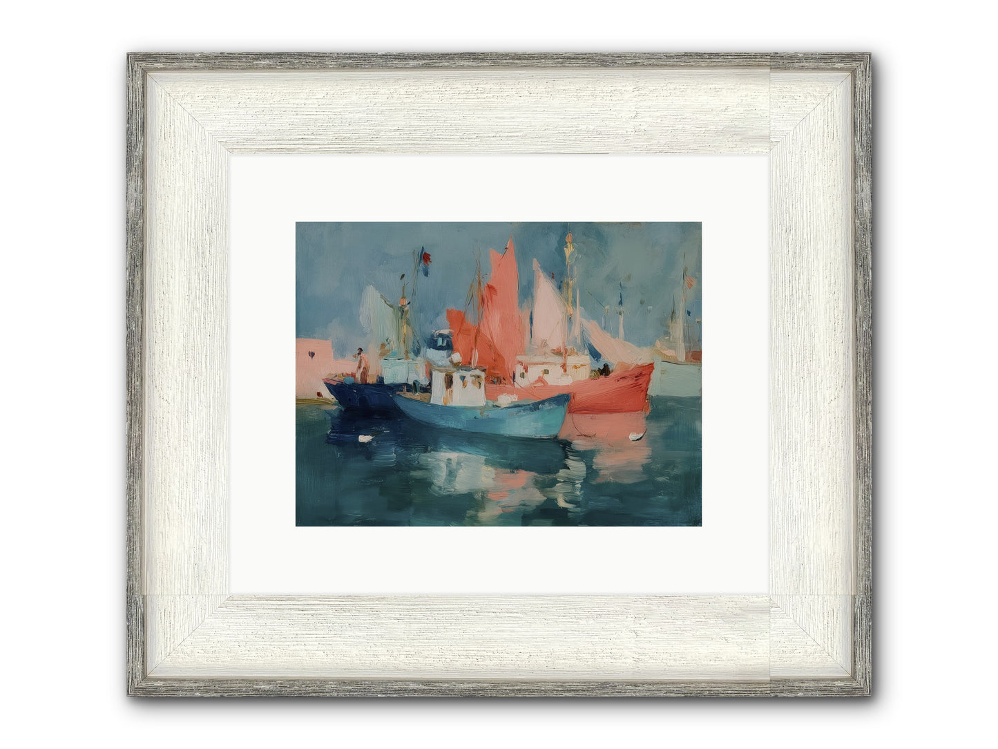 Whisper-Colored Waters Framed Print - Driftwood White 12x9