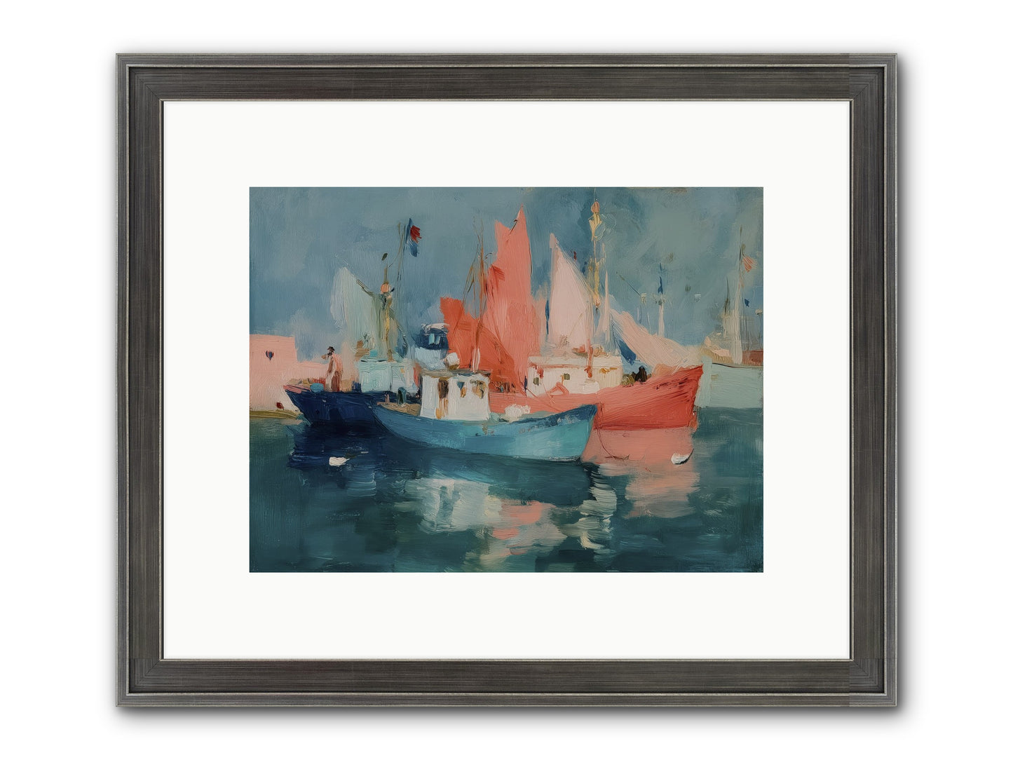Whisper-Colored Waters Framed Print - Slimwoods Black/Silver 12x9