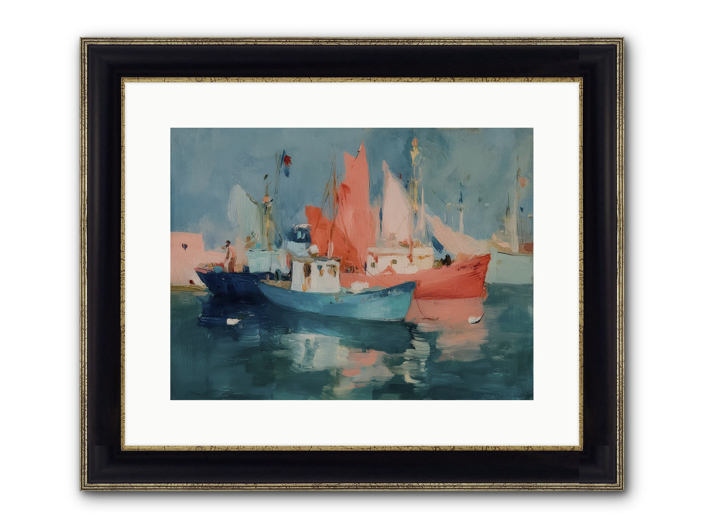 Whisper-Colored Waters Framed Print - Black & Gold 16x12