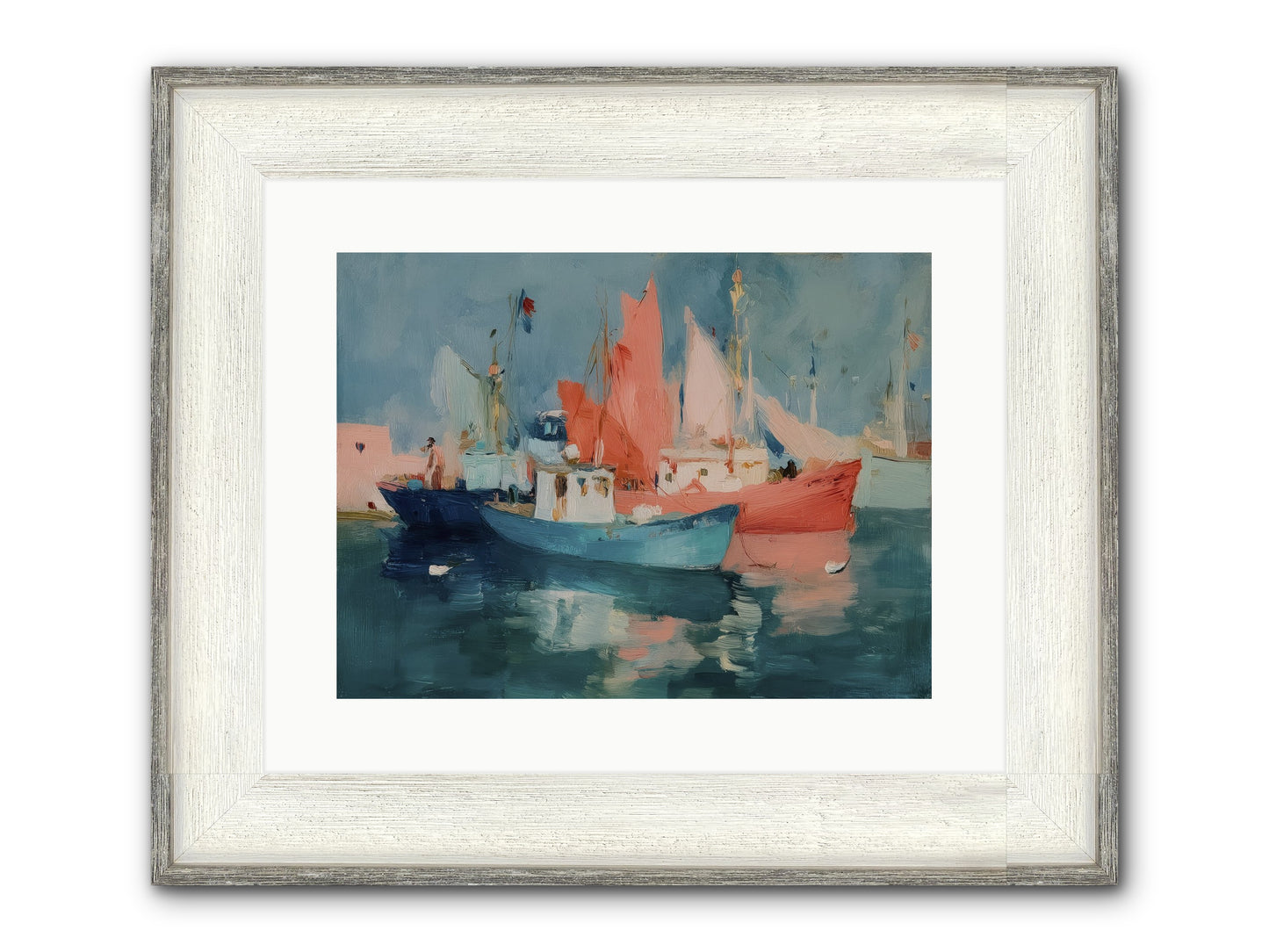 Whisper-Colored Waters Framed Print - Driftwood White 16x12