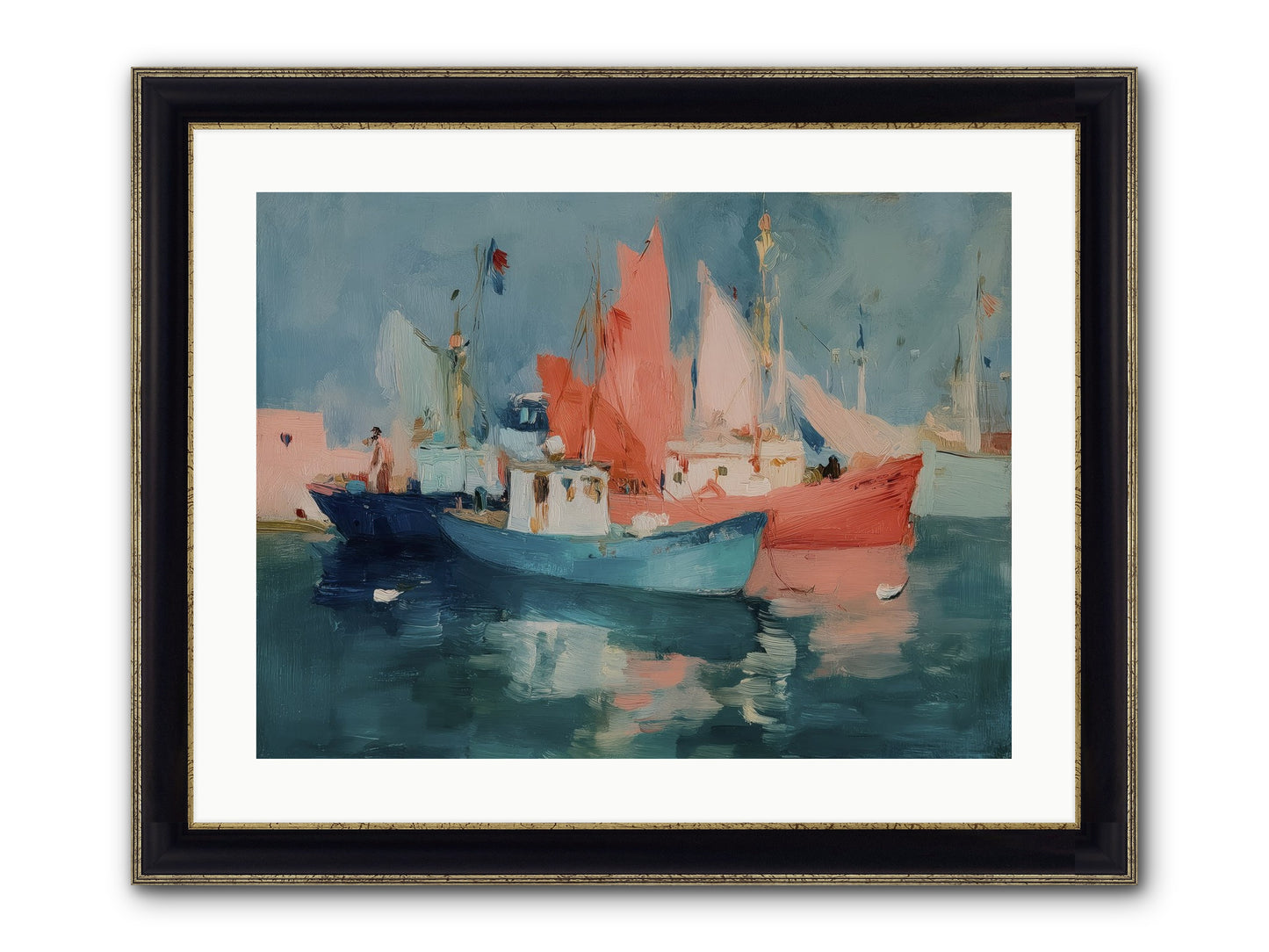 Whisper-Colored Waters Framed Print - Black & Gold 24x18