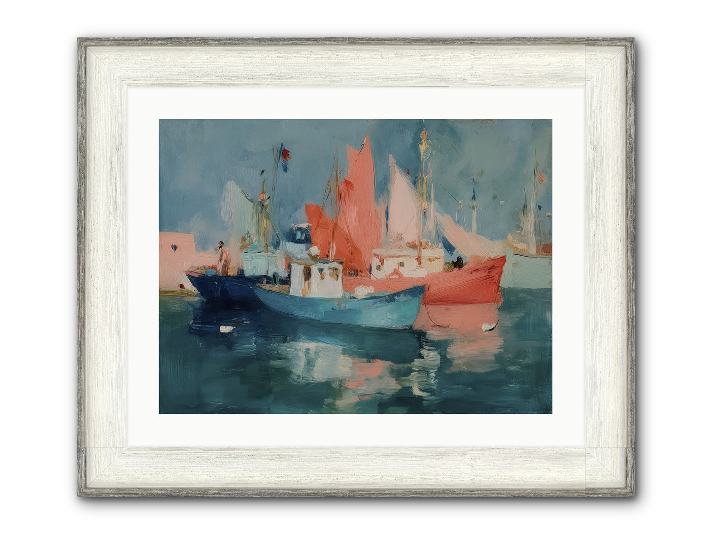 Whisper-Colored Waters Framed Print - Driftwood White 24x18