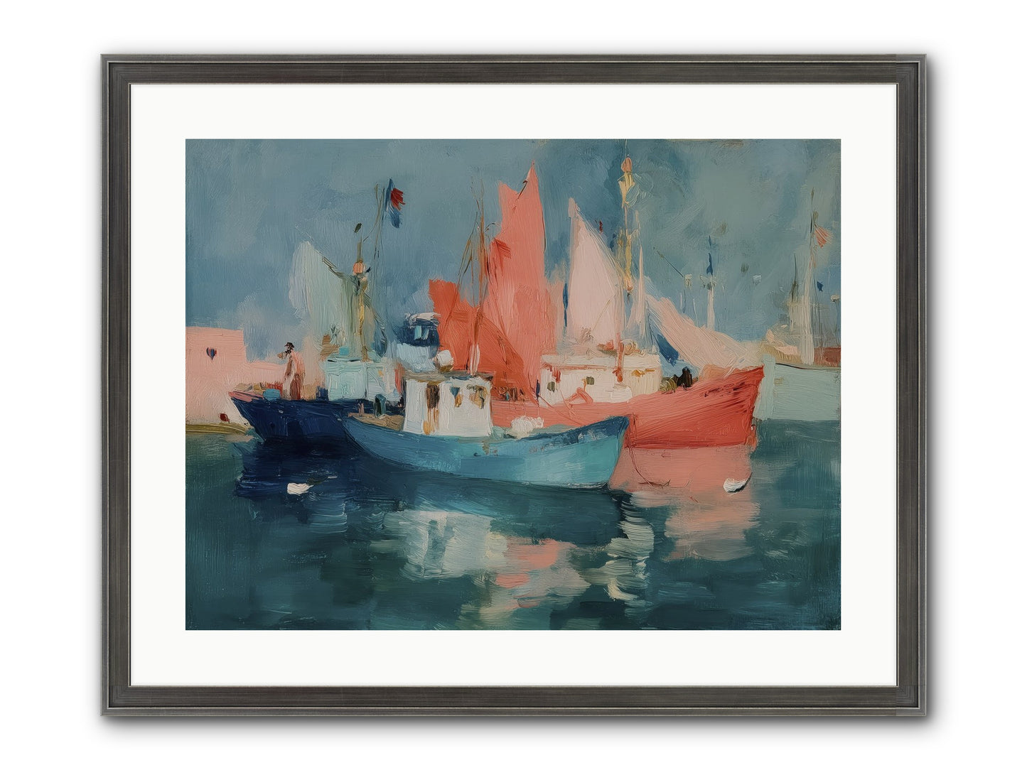 Whisper-Colored Waters Framed Print - Slimwoods Black/Silver 24x18