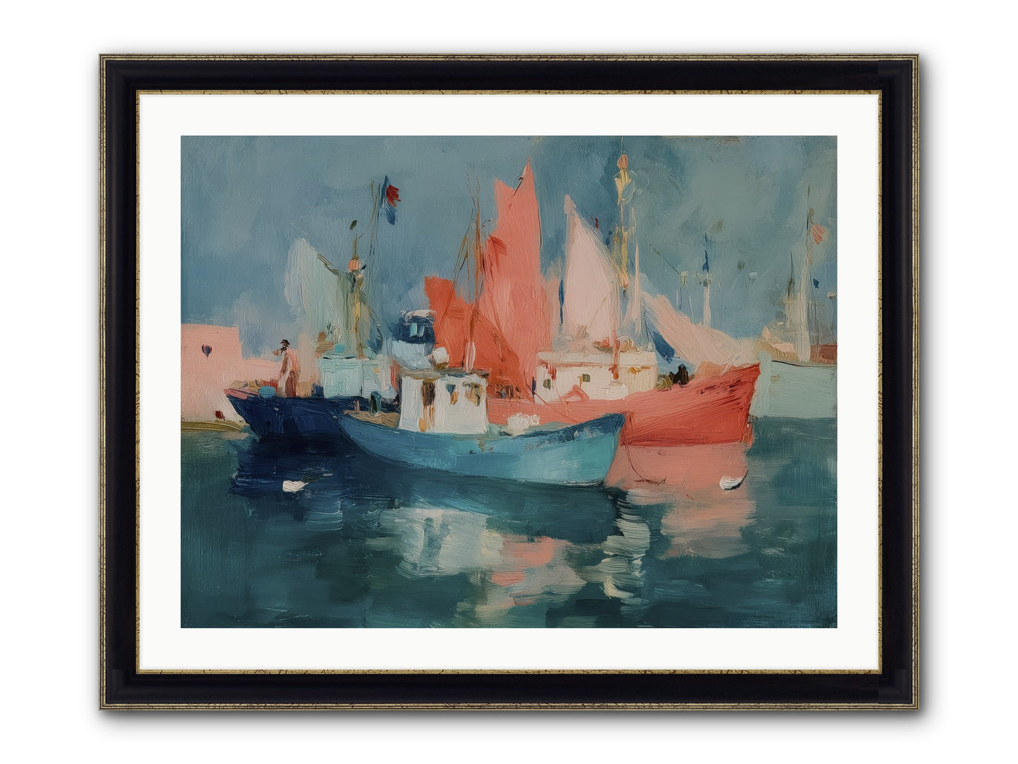Whisper-Colored Waters Framed Print - Black & Gold 32x24