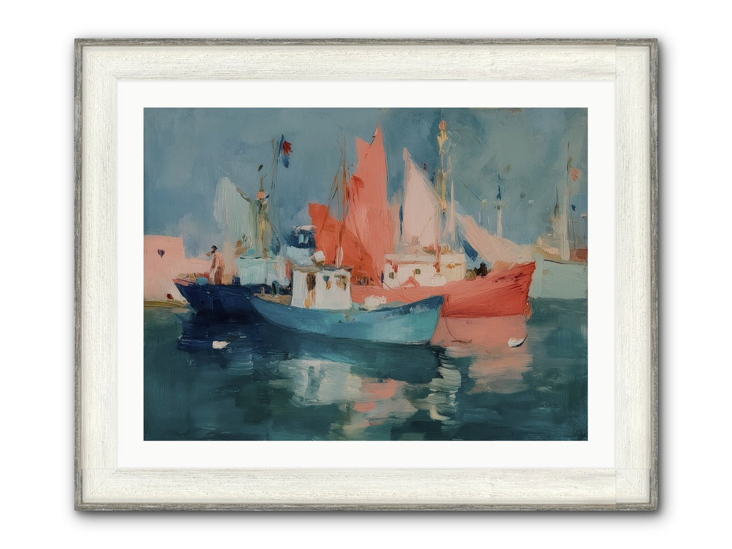 Whisper-Colored Waters Framed Print - Driftwood White 32x24