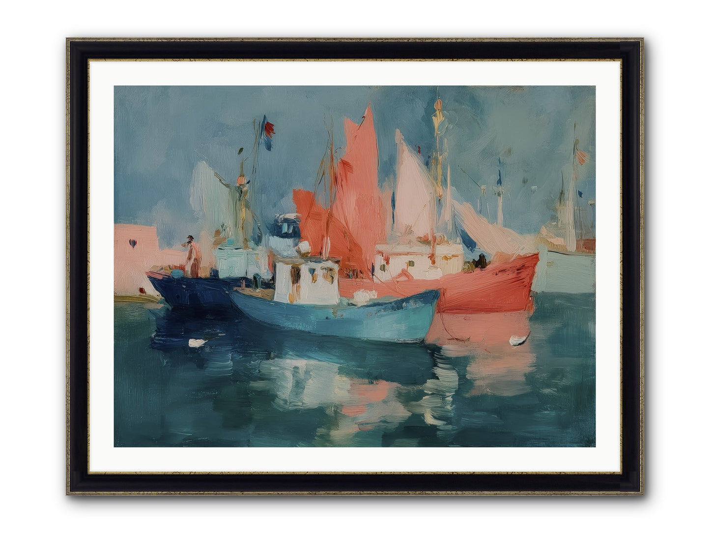 Whisper-Colored Waters Framed Print - Black & Gold 40x30