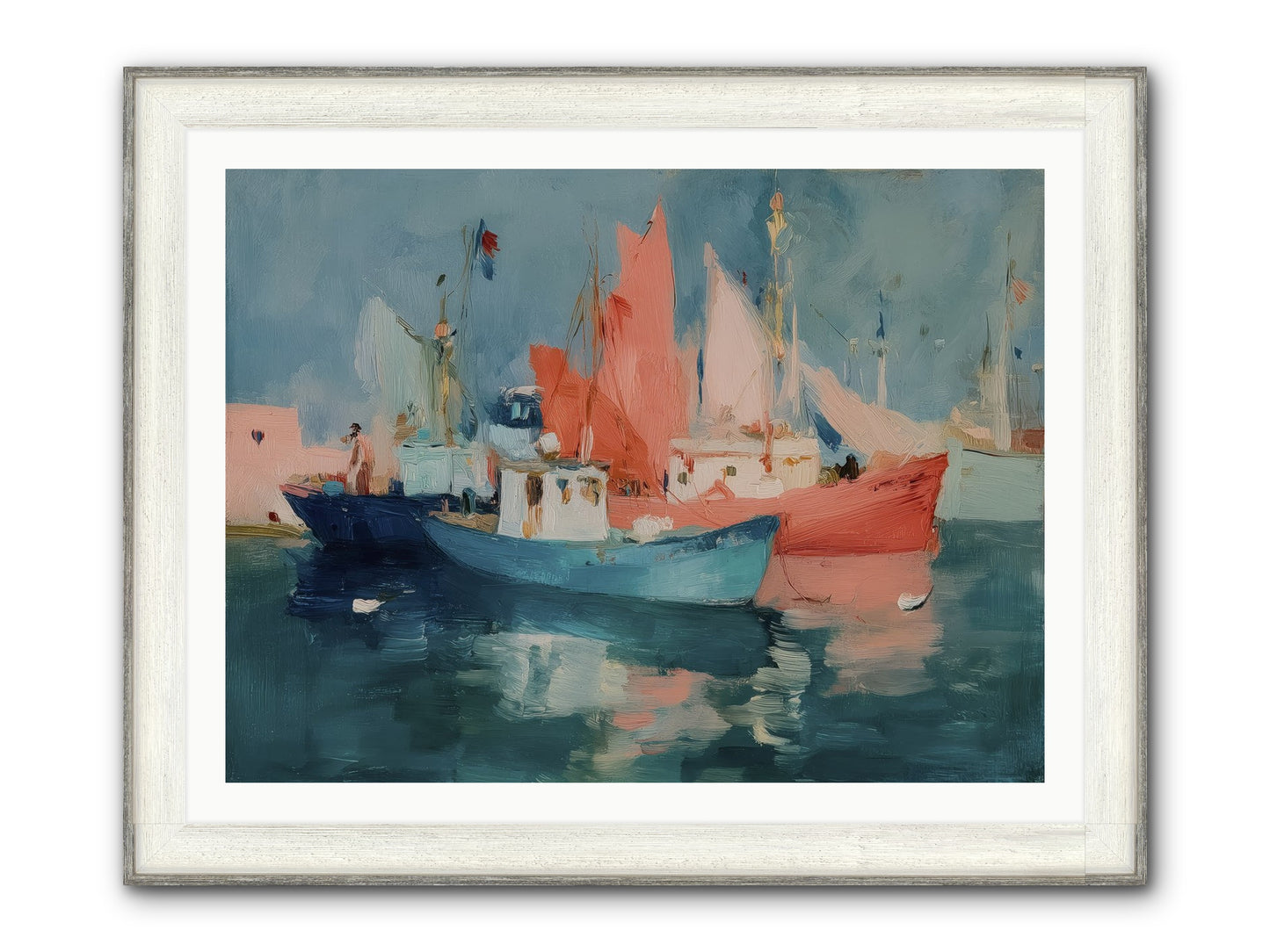Whisper-Colored Waters Framed Print - Driftwood White 40x30