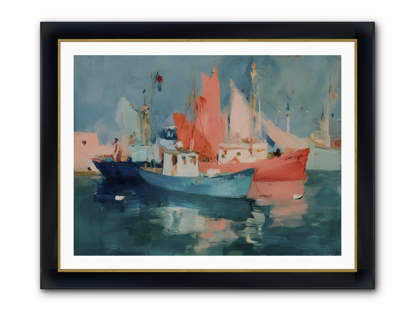 Whisper-Colored Waters Framed Print - Wide Black w/Gold 40x30