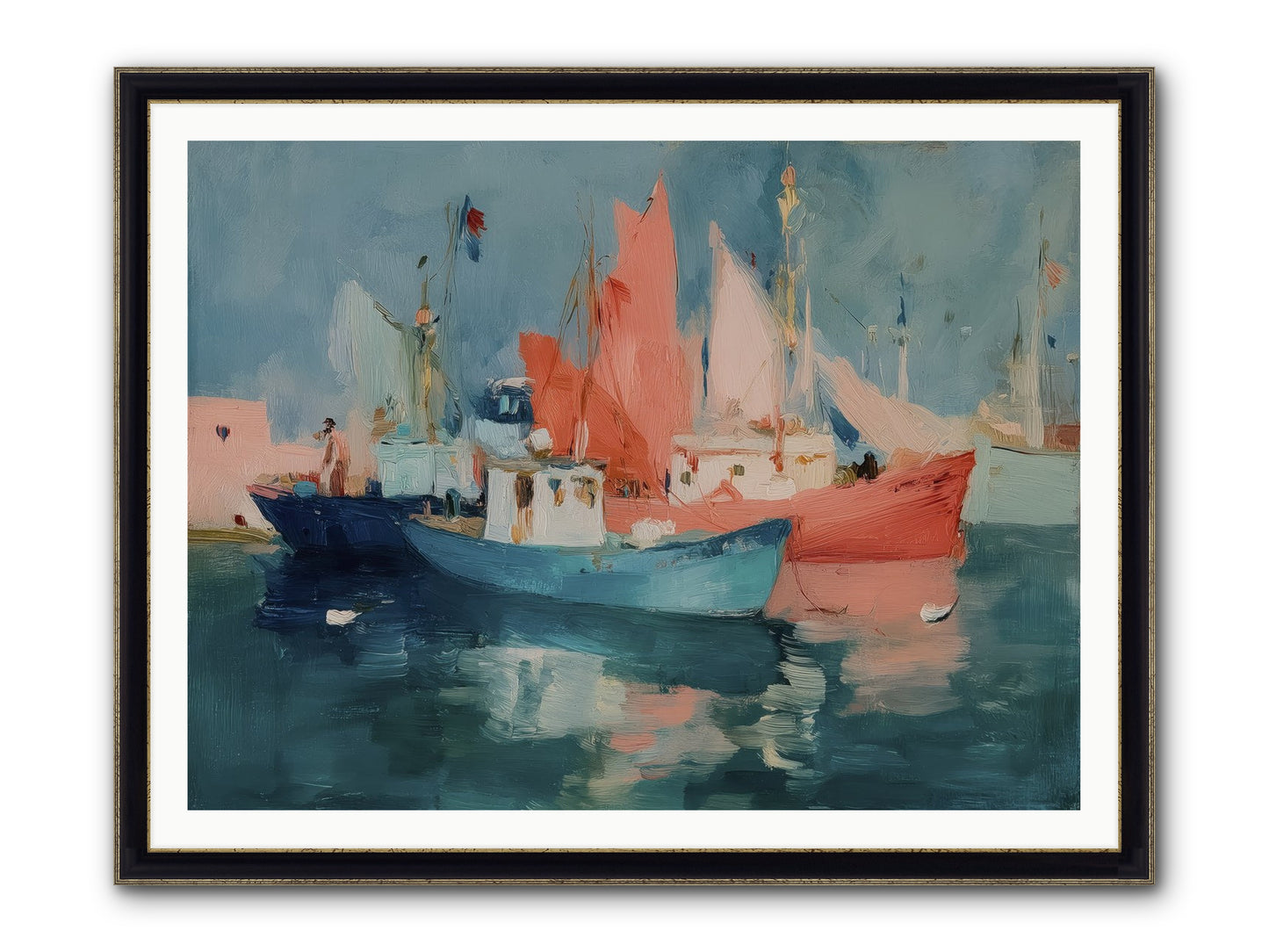 Whisper-Colored Waters Framed Print - Black & Gold 48x36