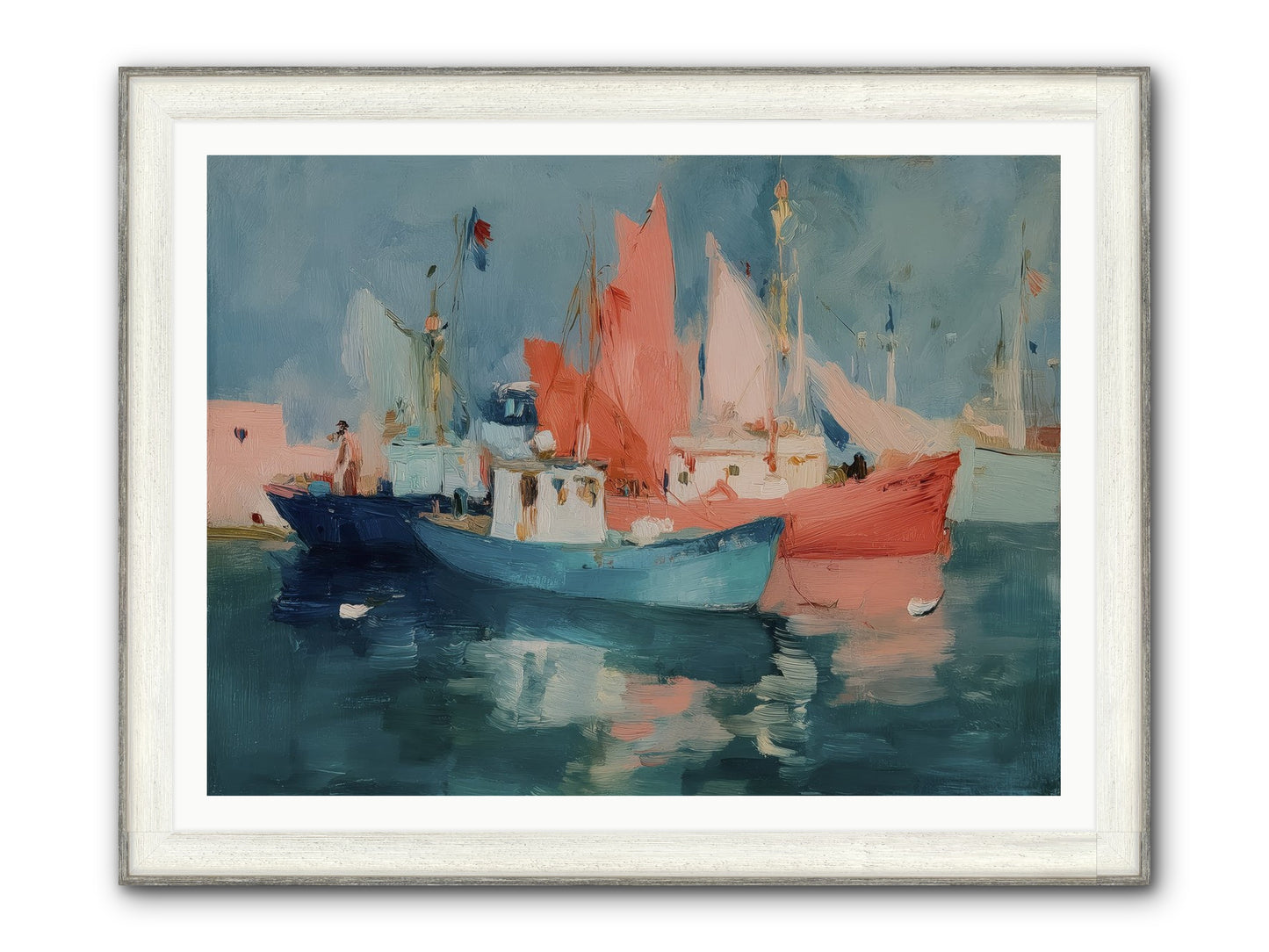 Whisper-Colored Waters Framed Print - Driftwood White 48x36