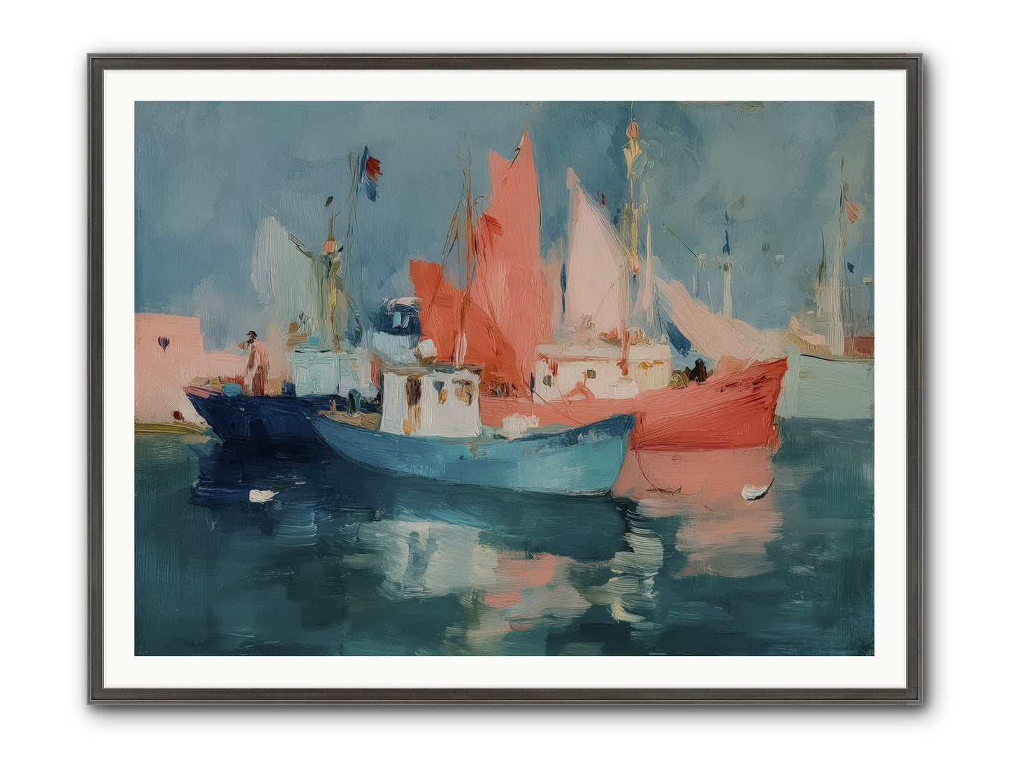 Whisper-Colored Waters Framed Print - Slimwoods Black/Silver 48x36