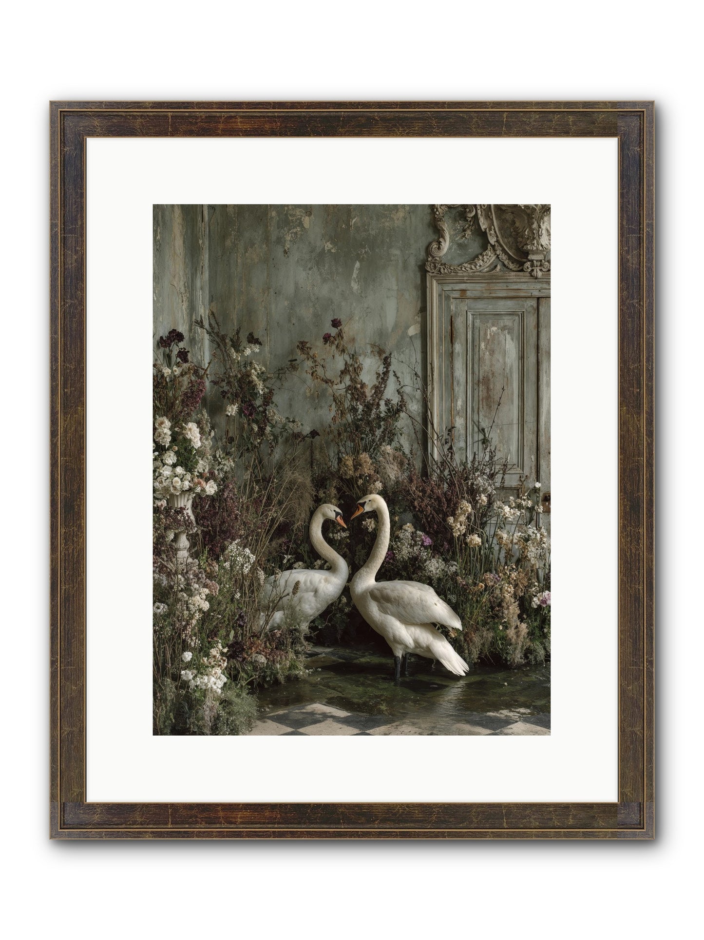 Whispered Affections Framed Print - Slimwoods Black/Gold 12x16