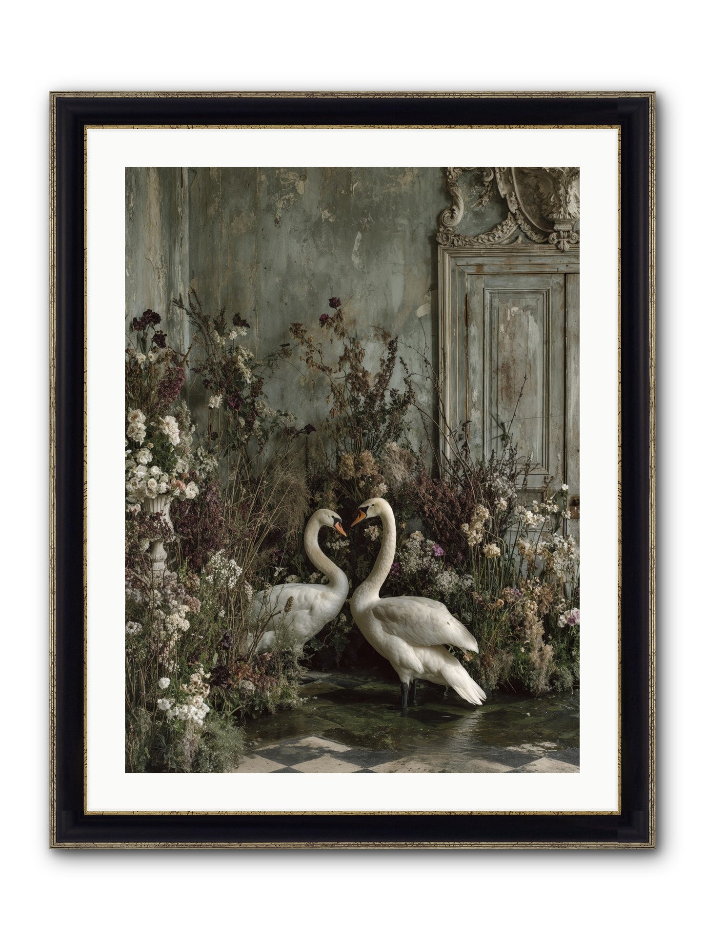 Whispered Affections Framed Print - Black & Gold 24x32