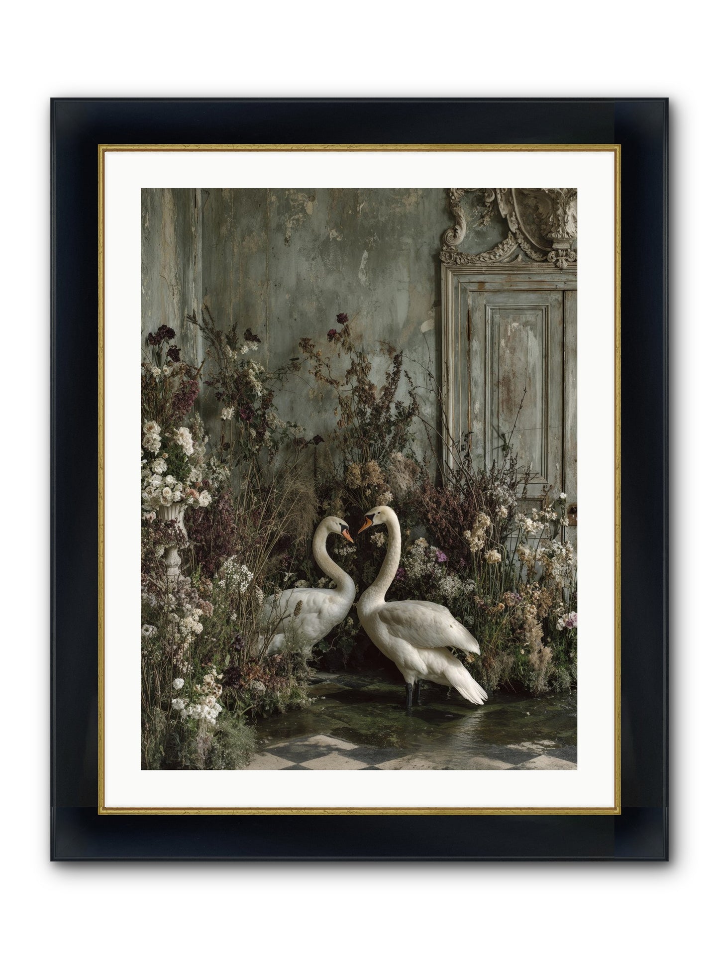 Whispered Affections Framed Print - Wide Black w/Gold 24x32